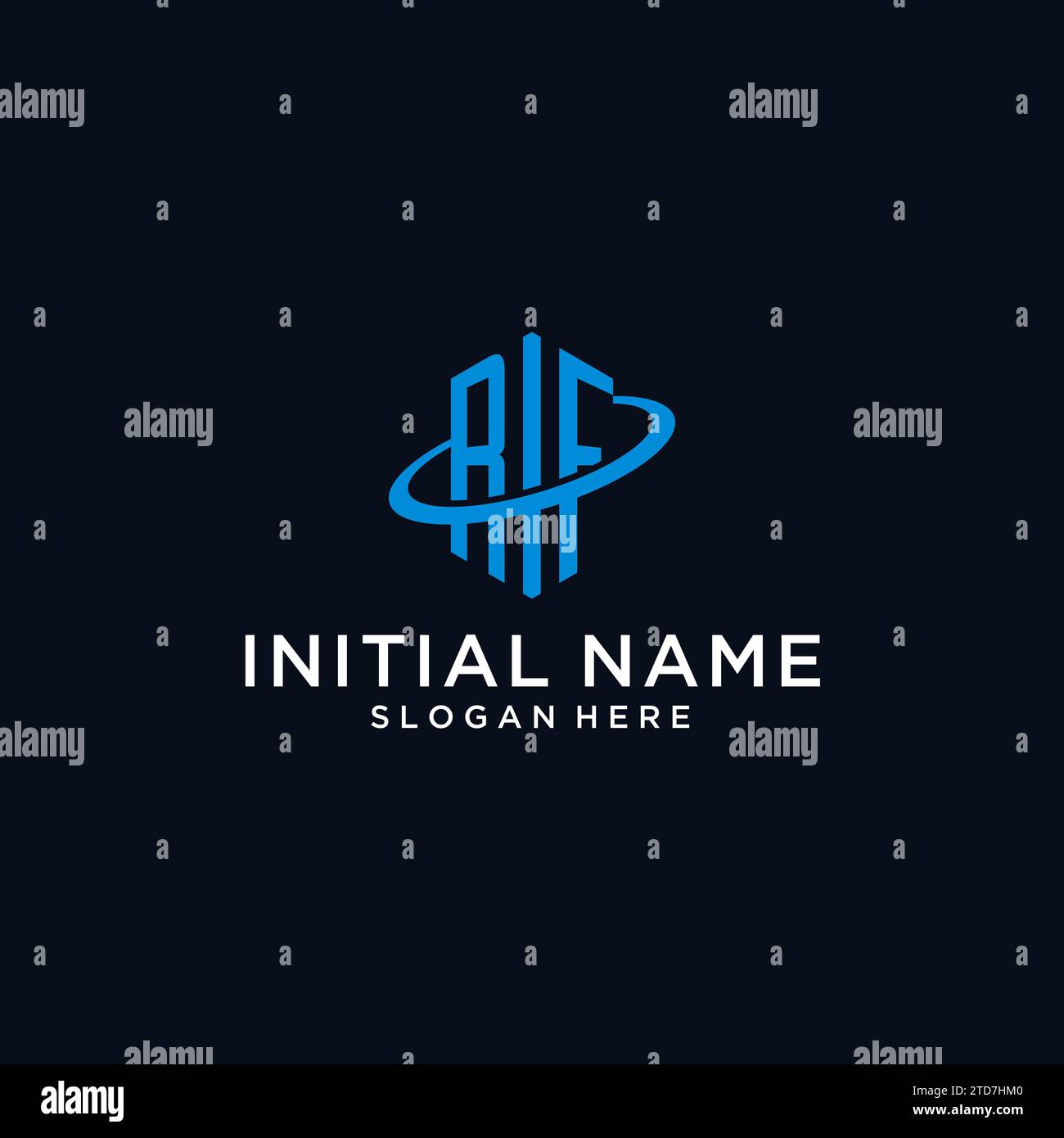 RF initial monogram logo with hexagonal shape and swoosh design ideas Stock Vector