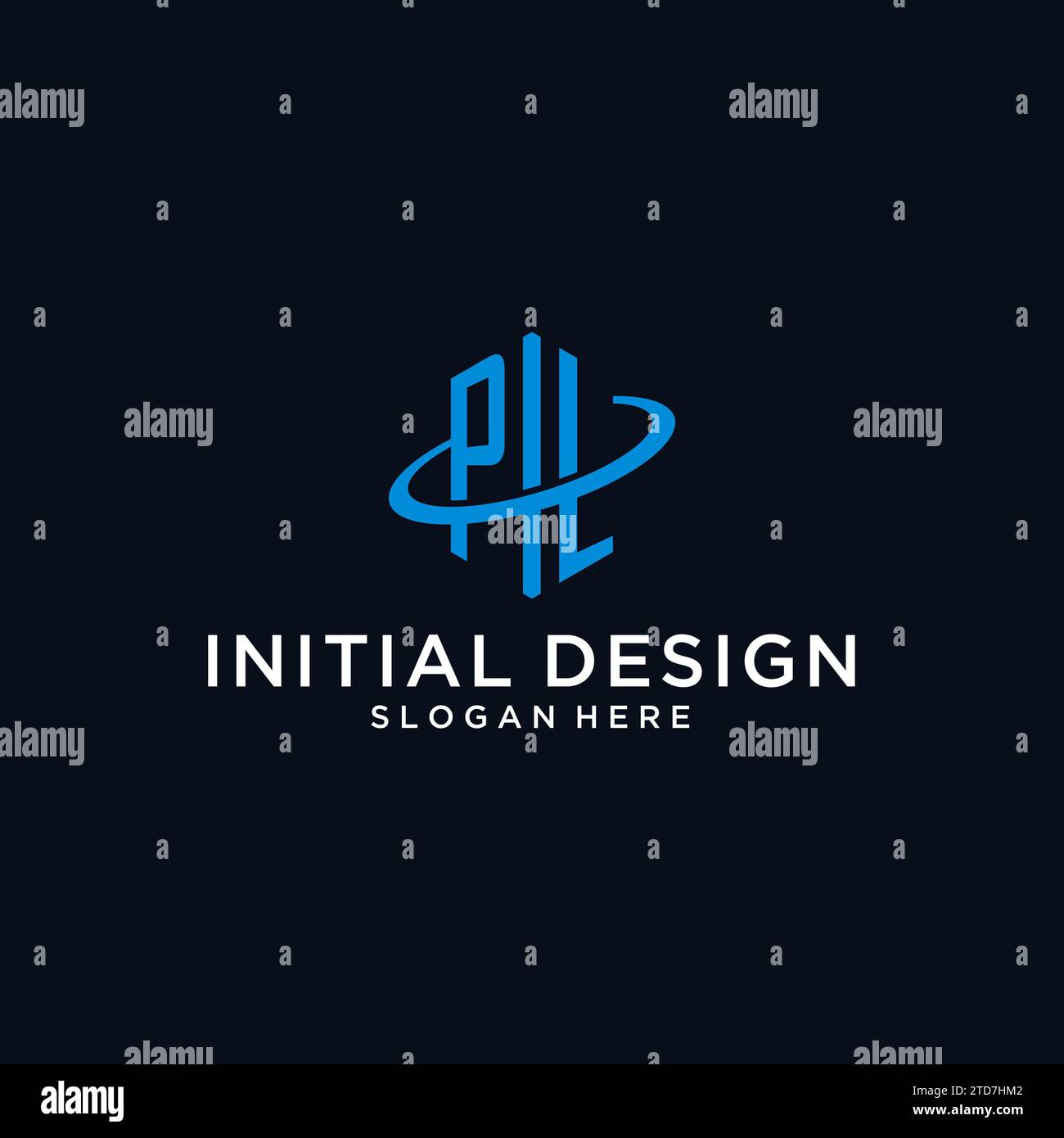 PL initial monogram logo with hexagonal shape and swoosh design ideas Stock Vector