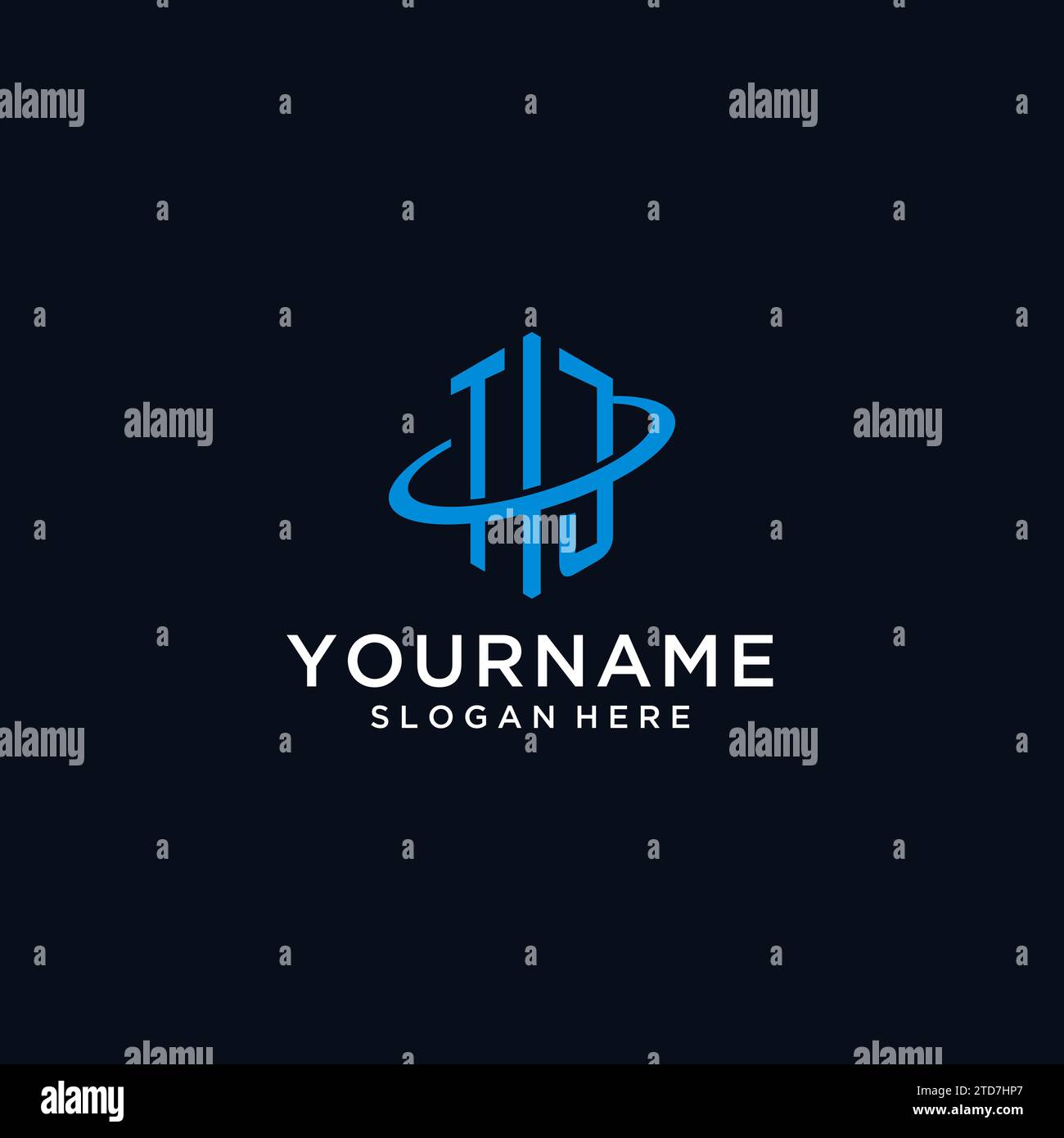 TJ initial monogram logo with hexagonal shape and swoosh design ideas Stock Vector