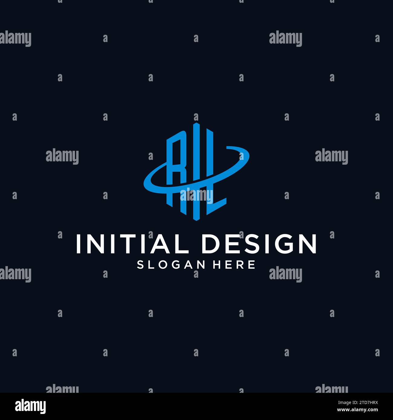 RL initial monogram logo with hexagonal shape and swoosh design ideas Stock Vector