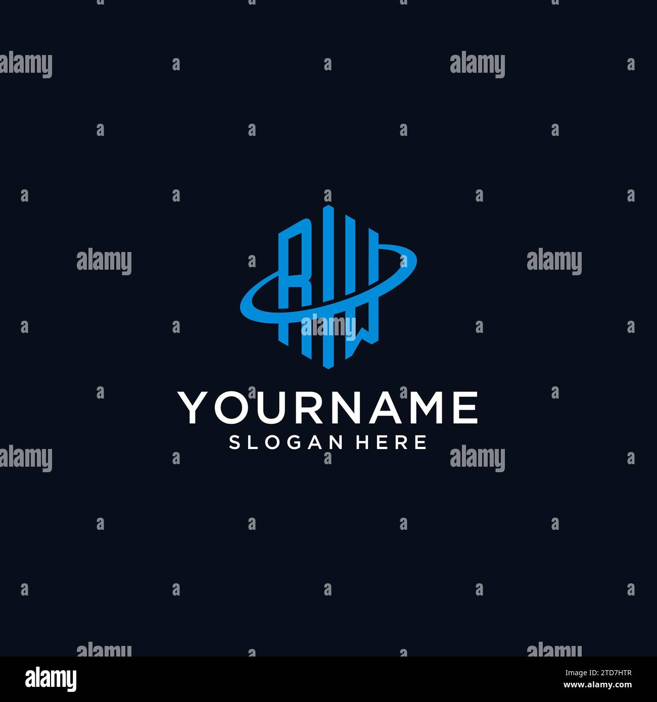 RW initial monogram logo with hexagonal shape and swoosh design ideas Stock Vector