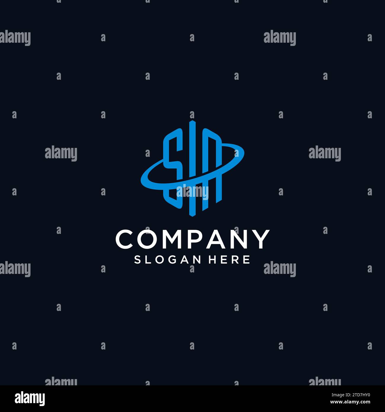 SN initial monogram logo with hexagonal shape and swoosh design ideas Stock Vector