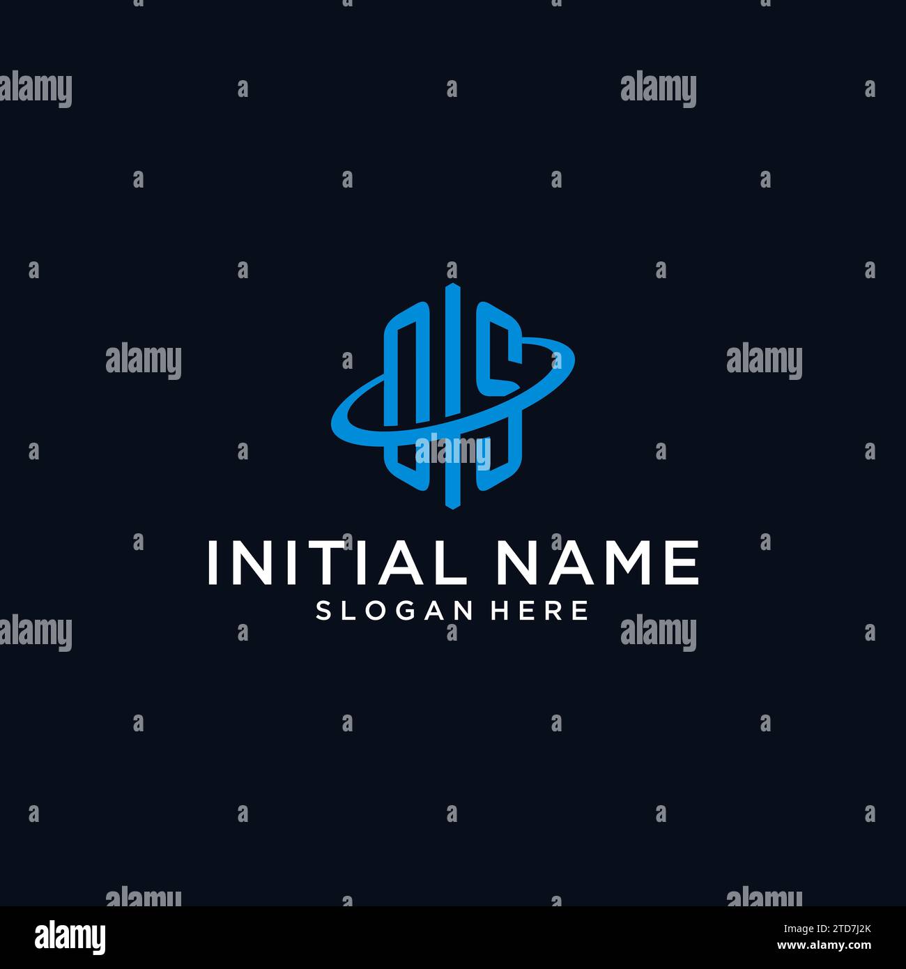 OS initial monogram logo with hexagonal shape and swoosh design ideas Stock Vector