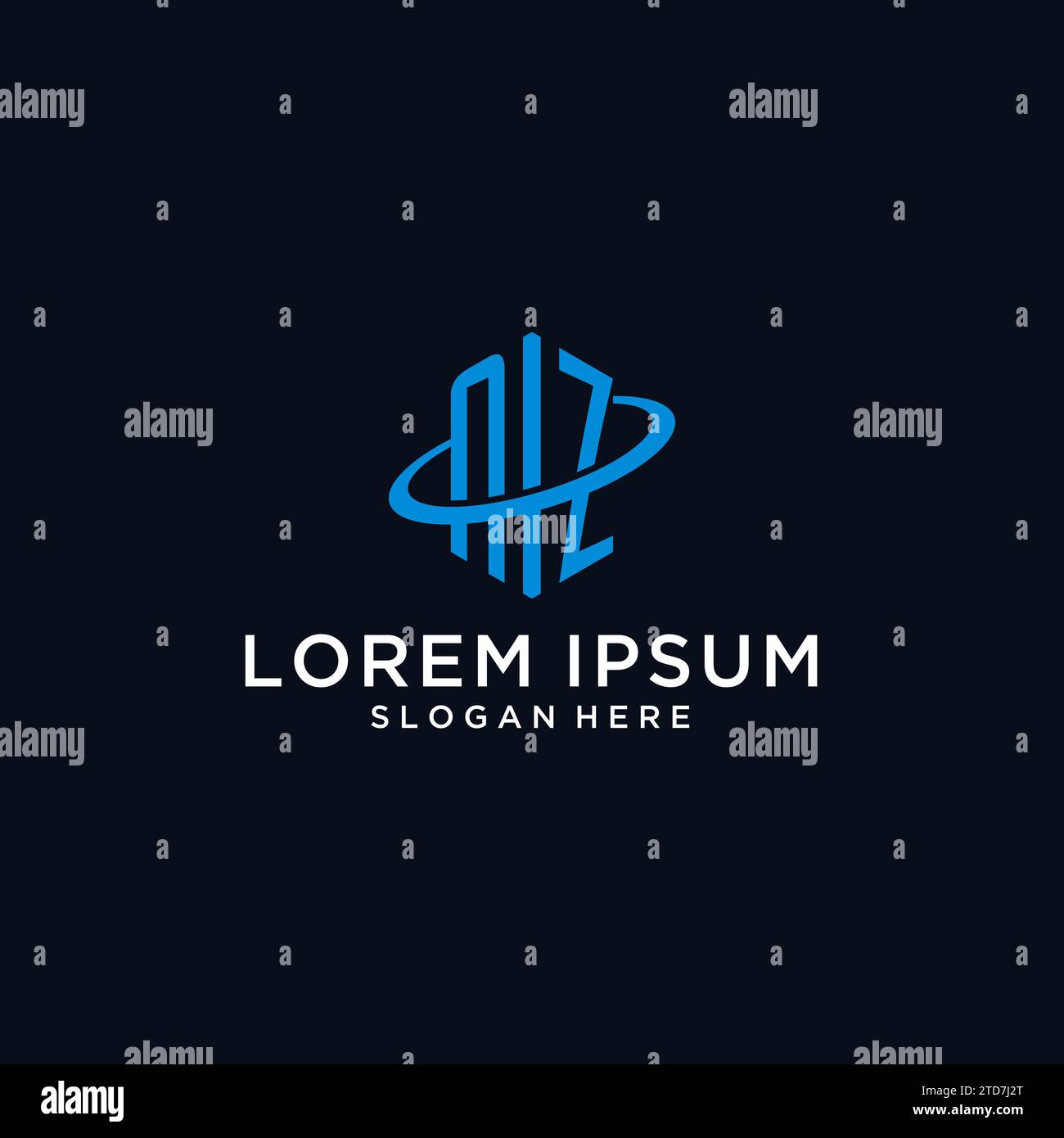 NZ initial monogram logo with hexagonal shape and swoosh design ideas