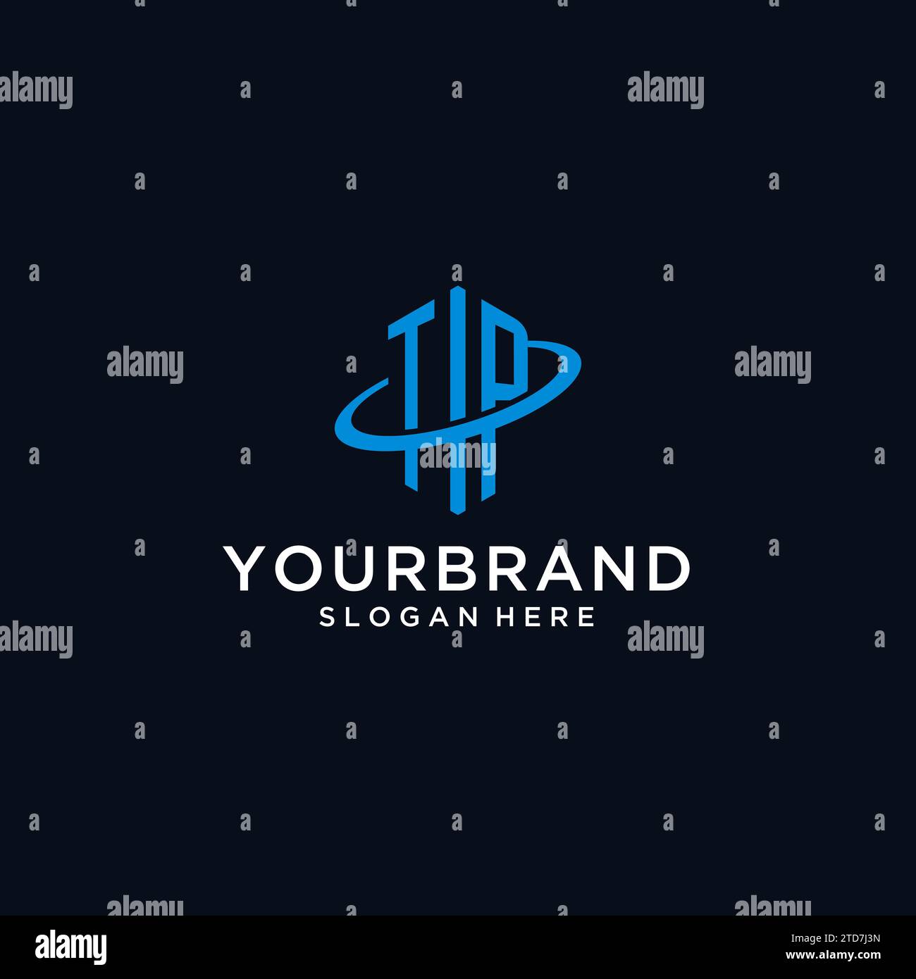 TP initial monogram logo with hexagonal shape and swoosh design ideas Stock Vector