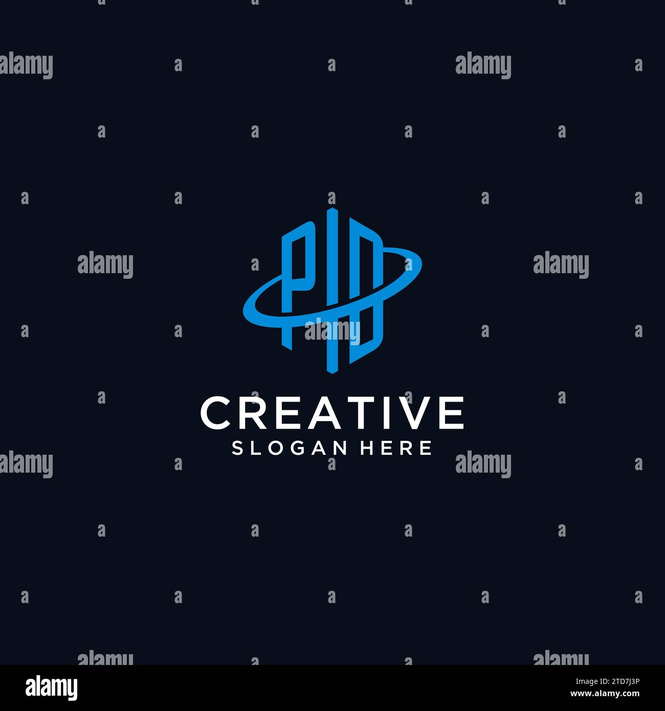 PD initial monogram logo with hexagonal shape and swoosh design ideas Stock Vector