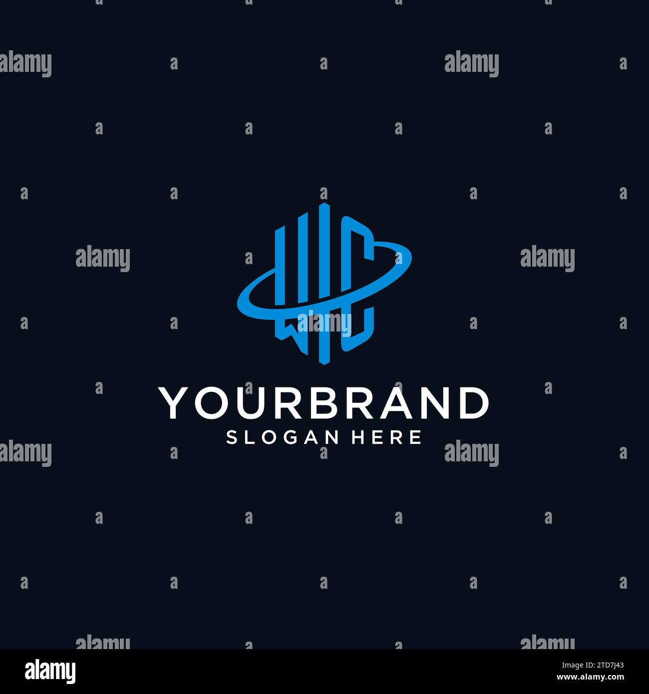 WC initial monogram logo with hexagonal shape and swoosh design ideas Stock Vector