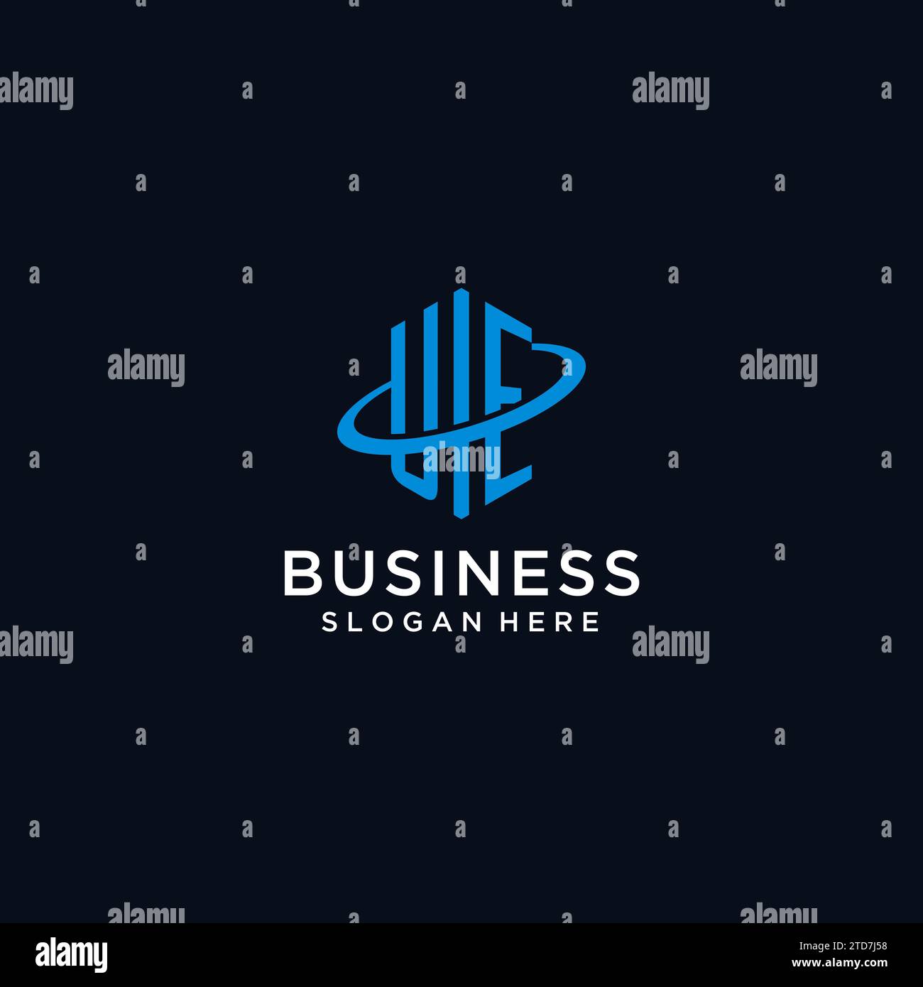 UE initial monogram logo with hexagonal shape and swoosh design ideas Stock Vector