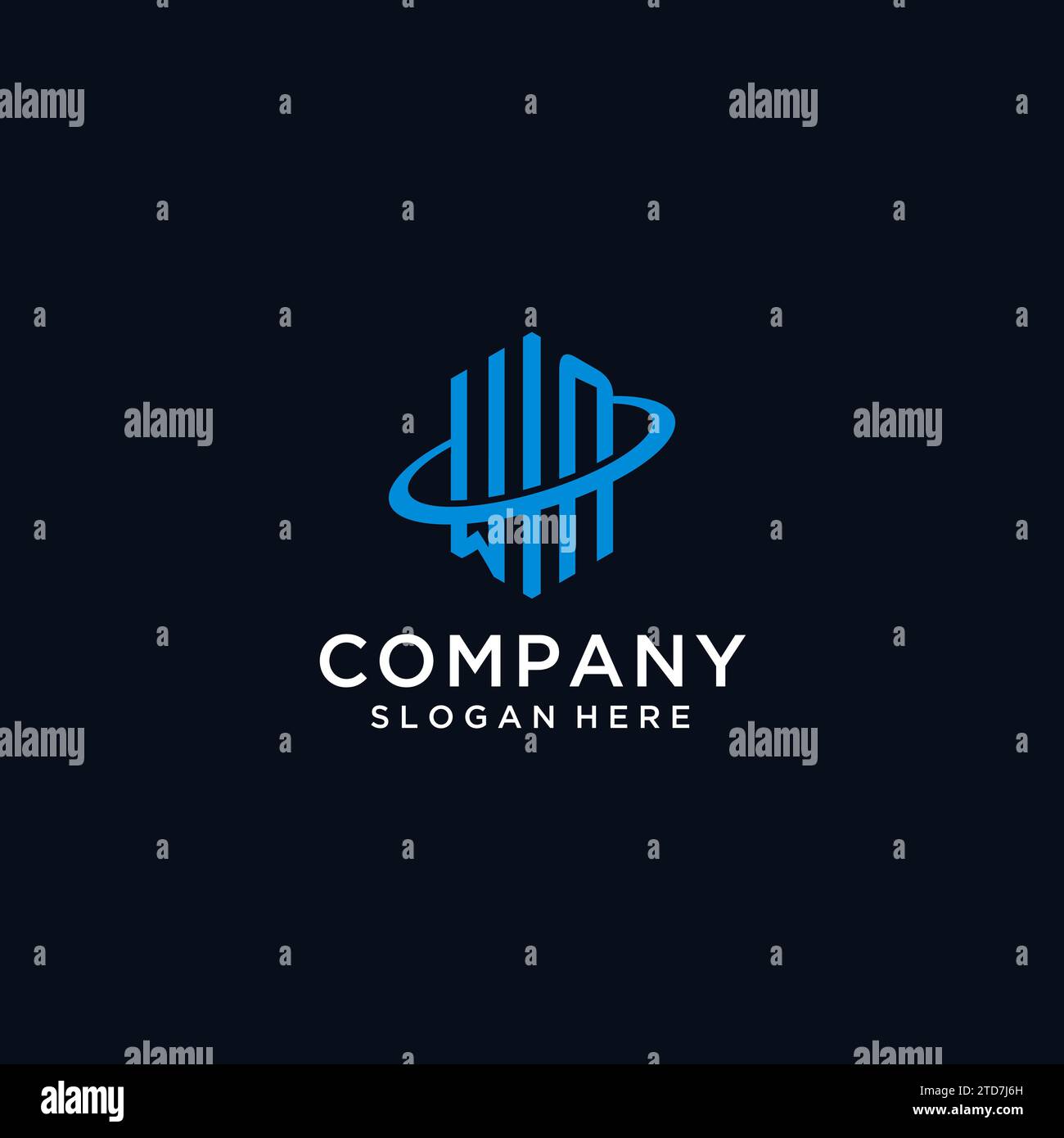 WN initial monogram logo with hexagonal shape and swoosh design ideas Stock Vector