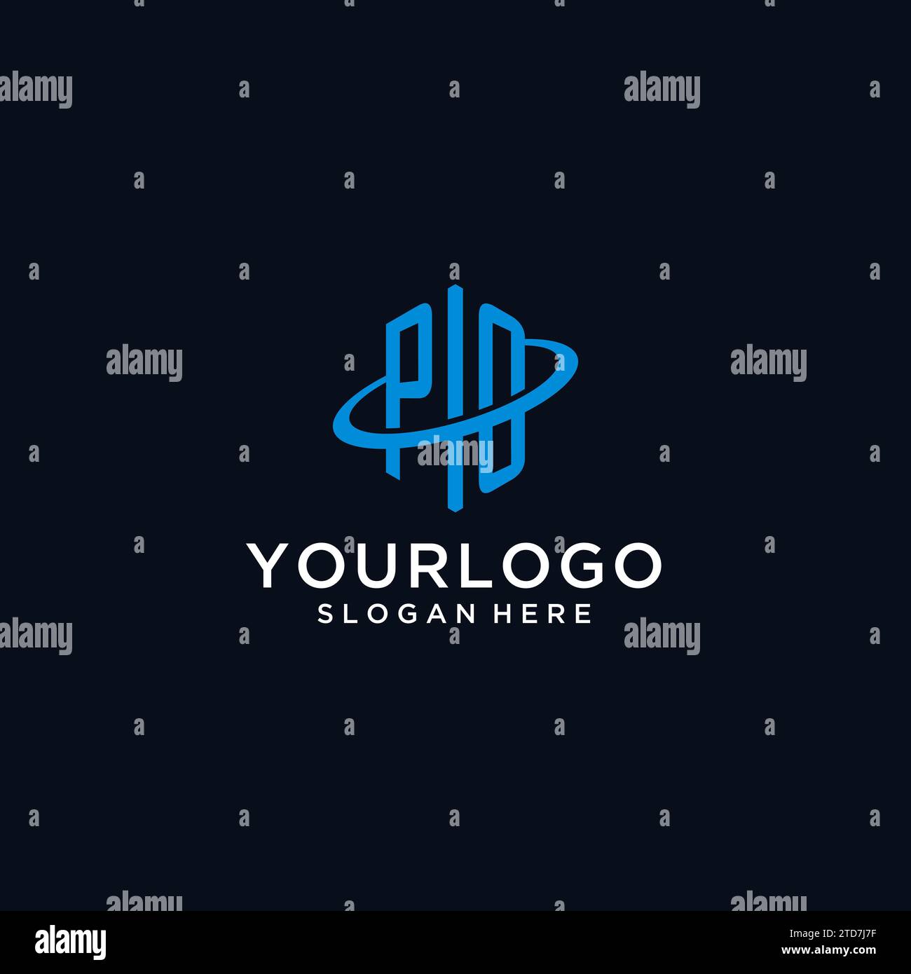 PO initial monogram logo with hexagonal shape and swoosh design ideas Stock Vector