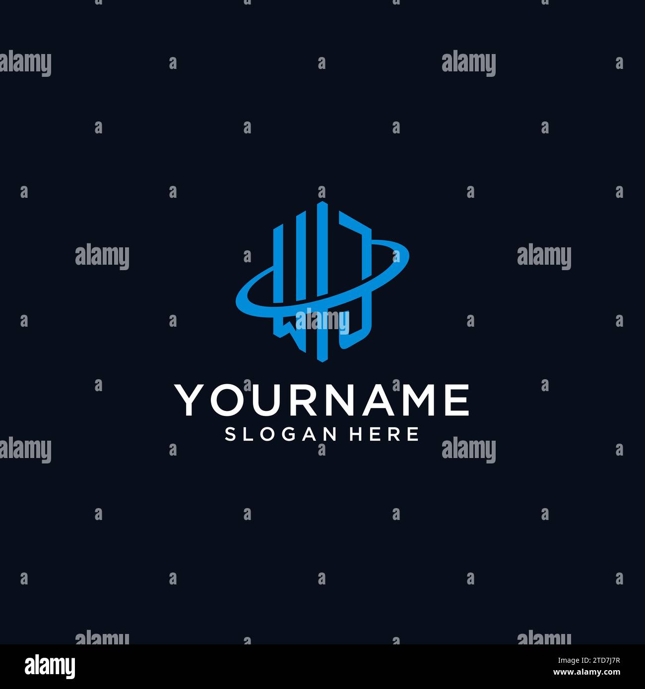 WJ initial monogram logo with hexagonal shape and swoosh design ideas Stock Vector