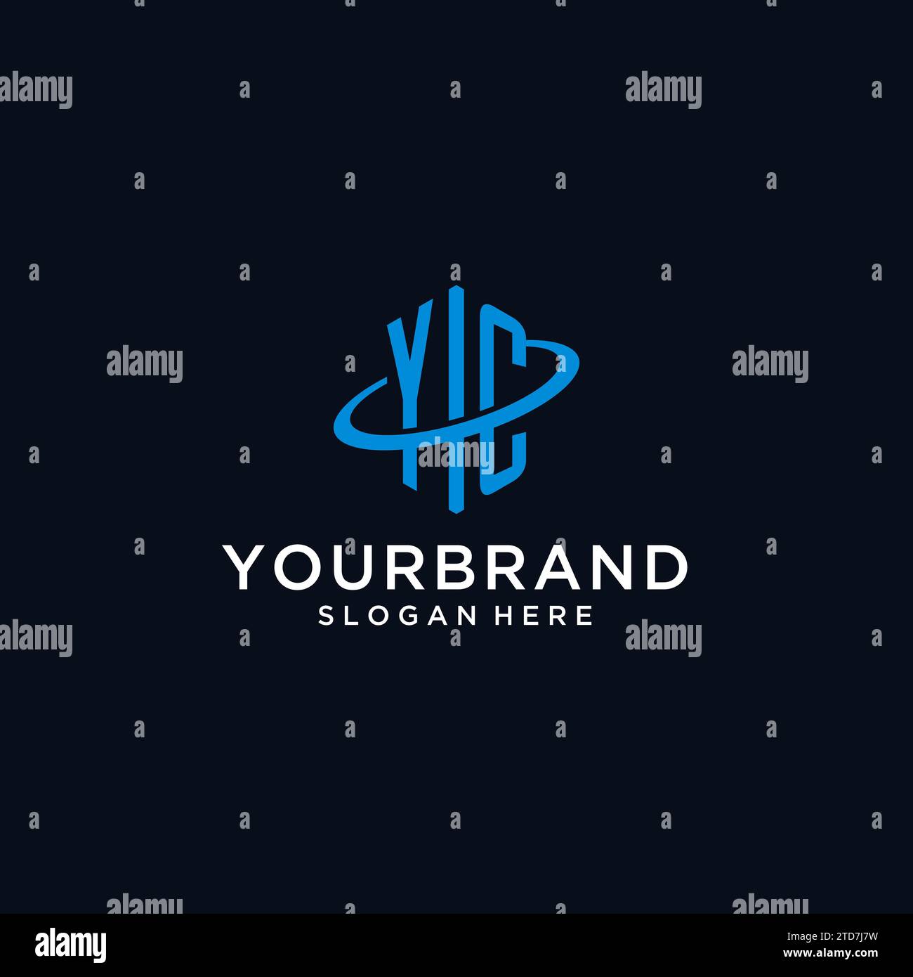YC initial monogram logo with hexagonal shape and swoosh design ideas Stock Vector