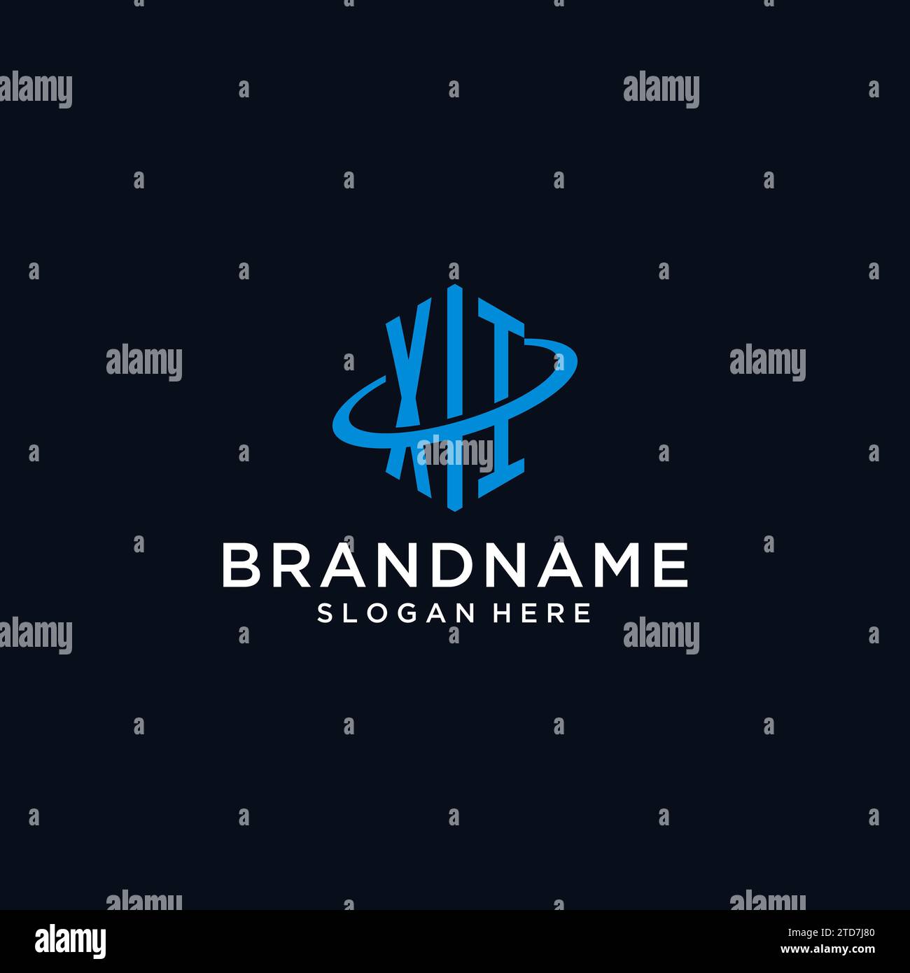 XI initial monogram logo with hexagonal shape and swoosh design ideas Stock Vector
