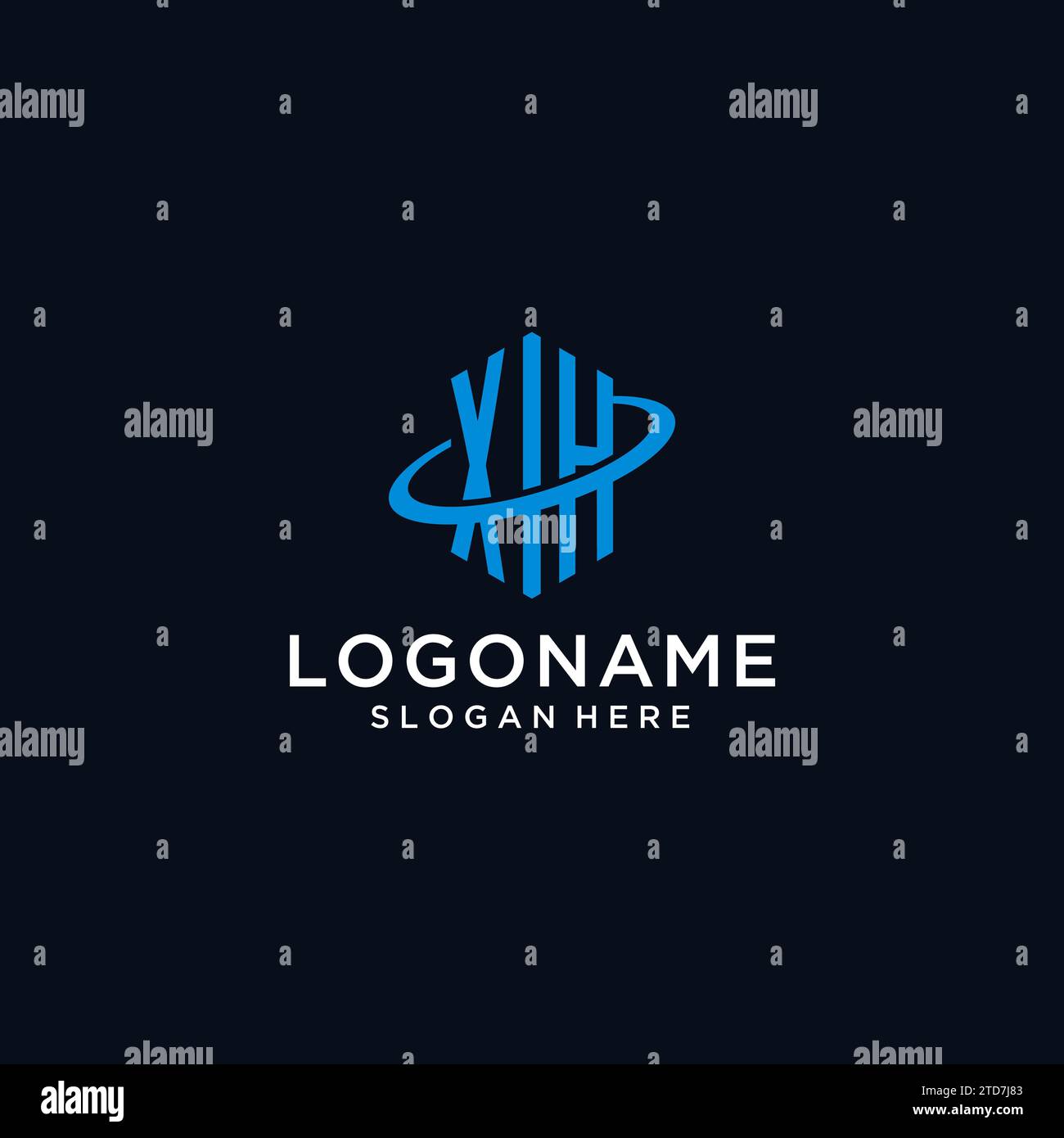 XH initial monogram logo with hexagonal shape and swoosh design ideas Stock Vector