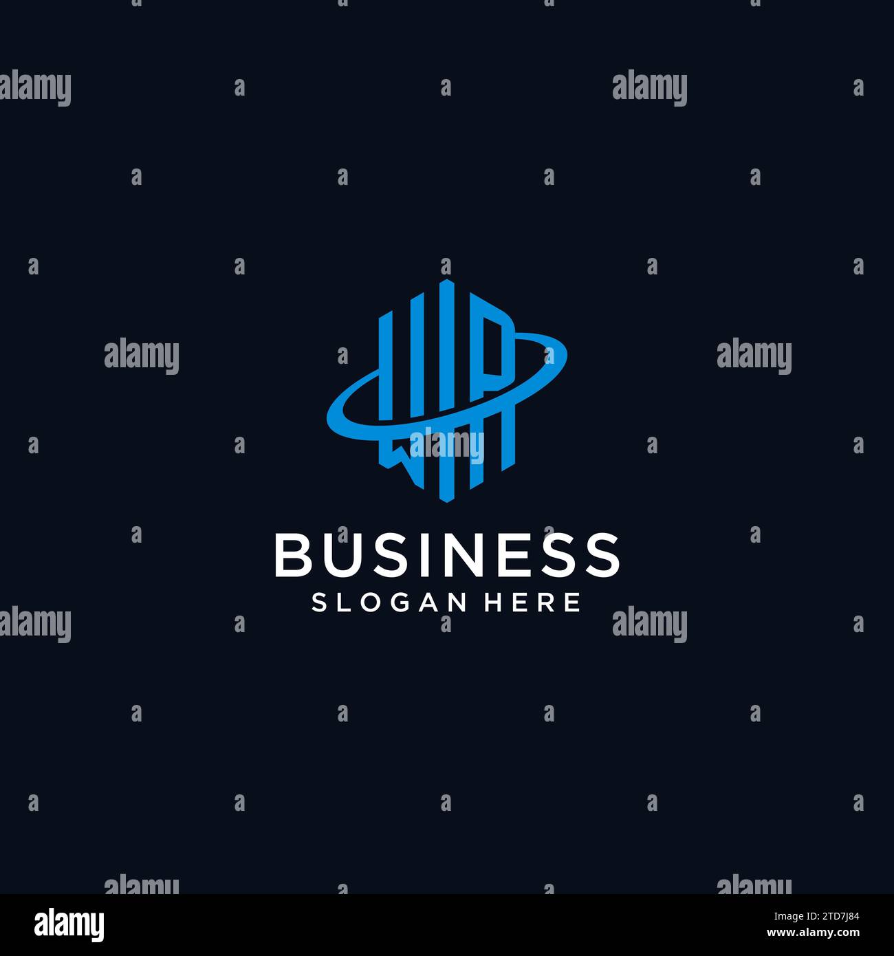 WR initial monogram logo with hexagonal shape and swoosh design ideas Stock Vector