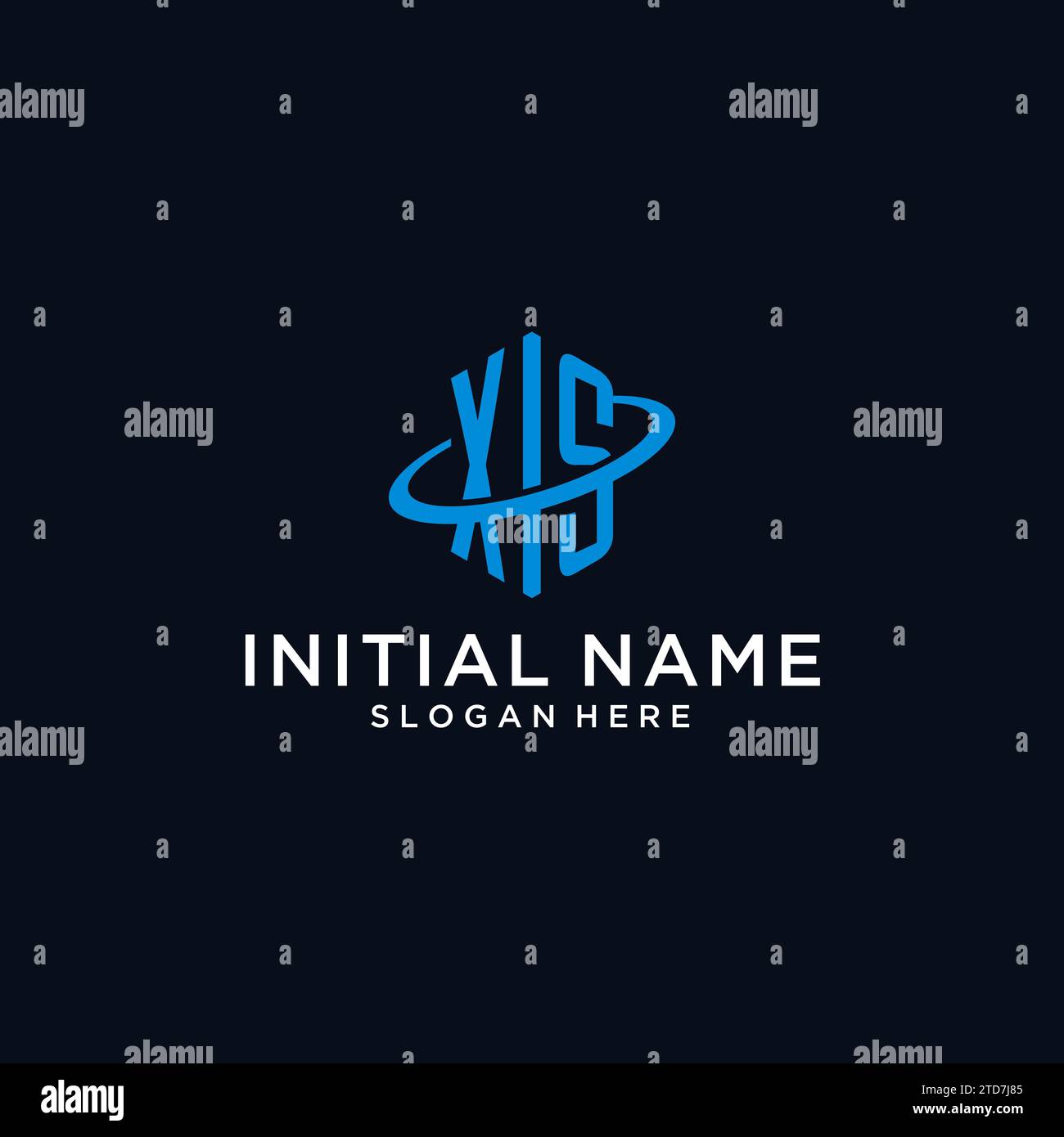 XS initial monogram logo with hexagonal shape and swoosh design ideas Stock Vector