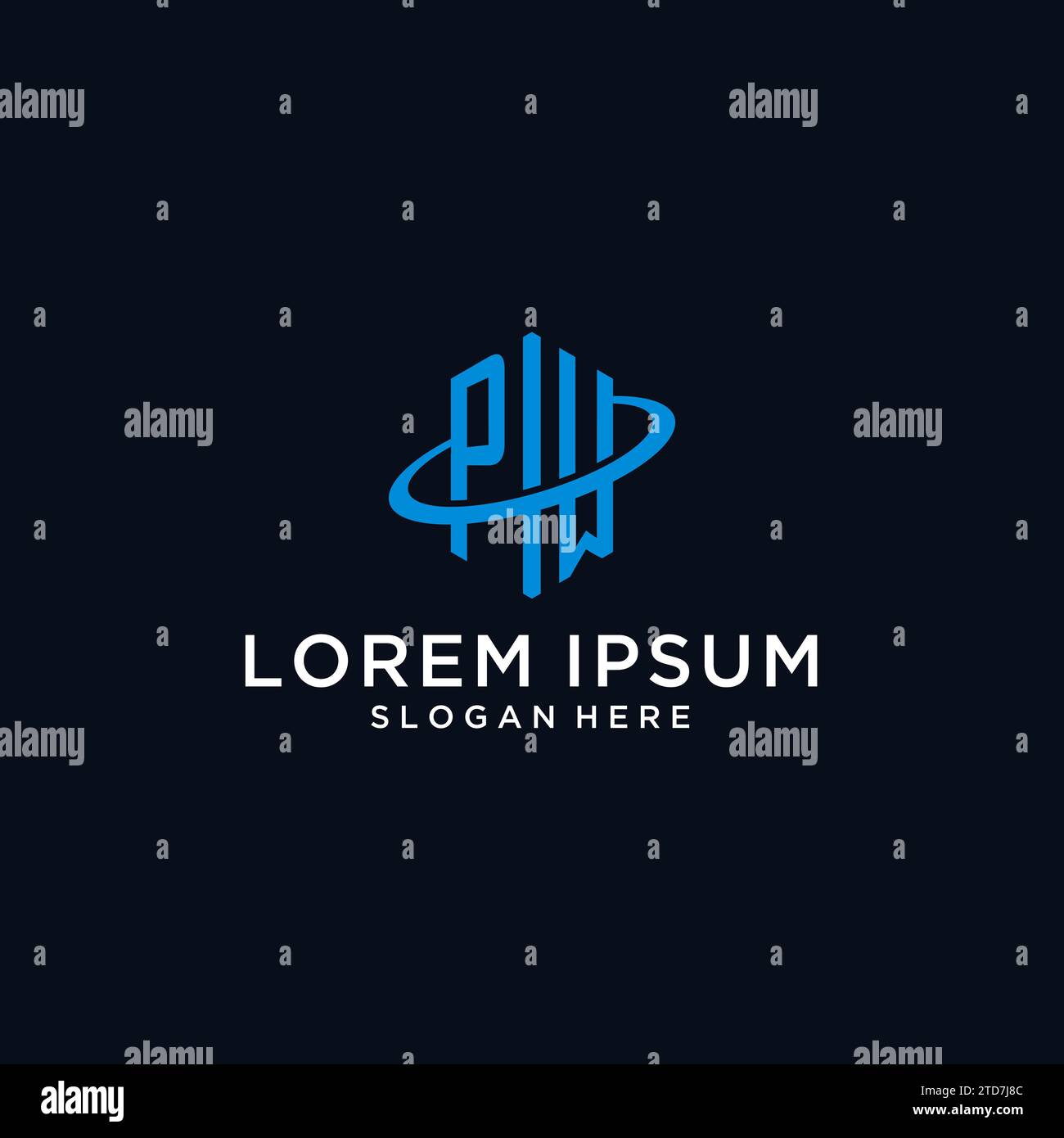 PM initial monogram logo with hexagonal shape and swoosh design ideas Stock Vector