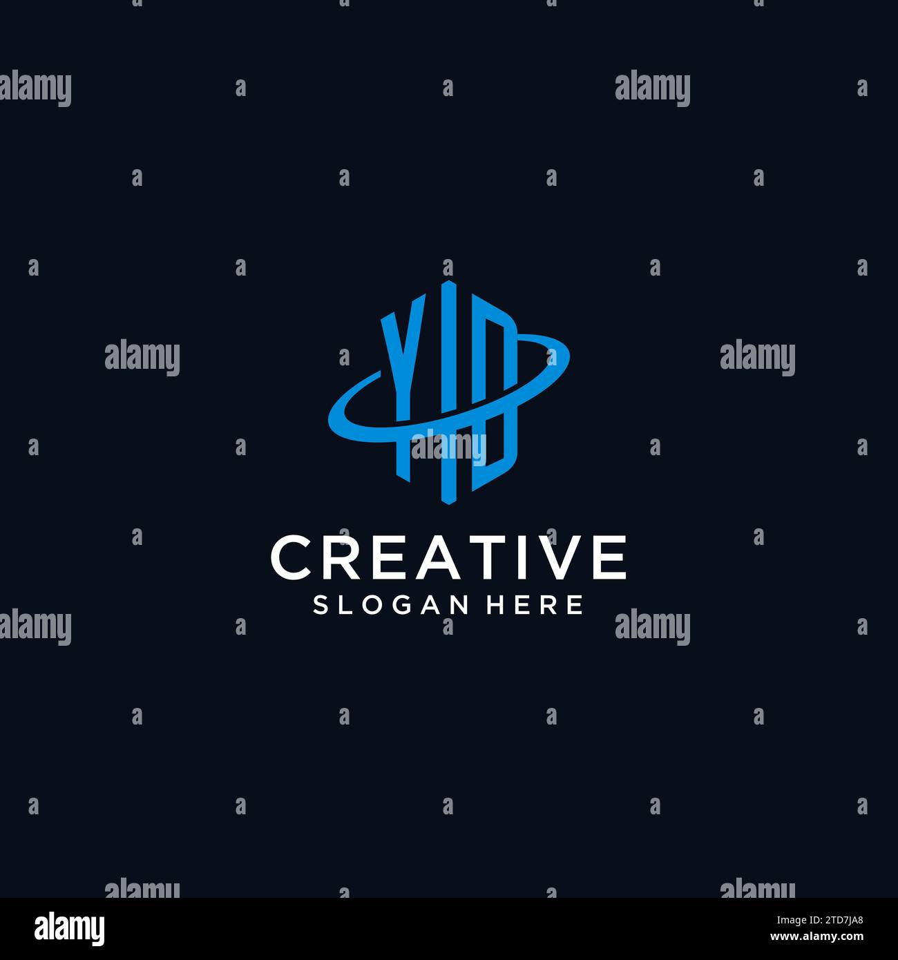 YD initial monogram logo with hexagonal shape and swoosh design ideas Stock Vector