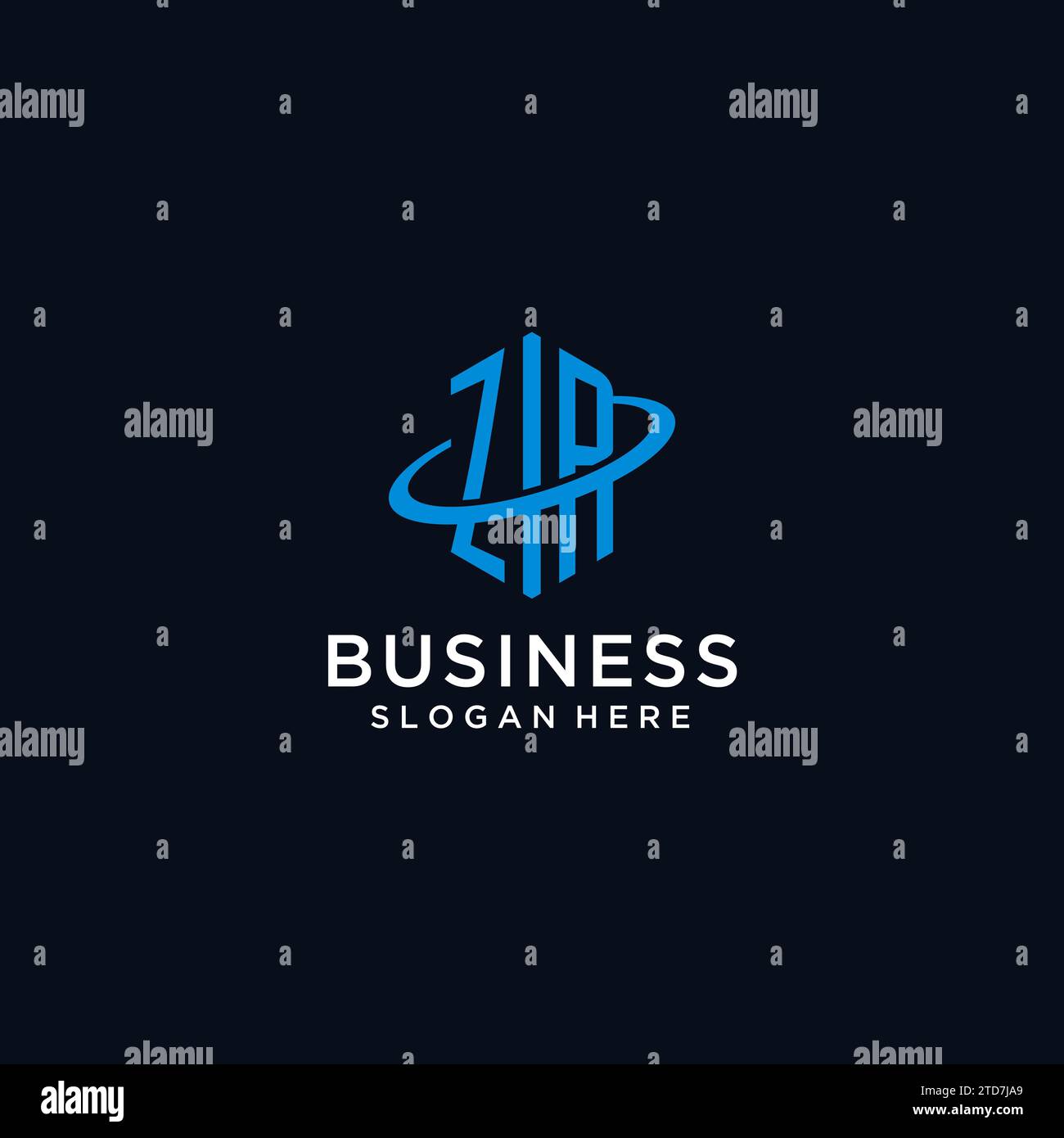 ZR initial monogram logo with hexagonal shape and swoosh design ideas Stock Vector