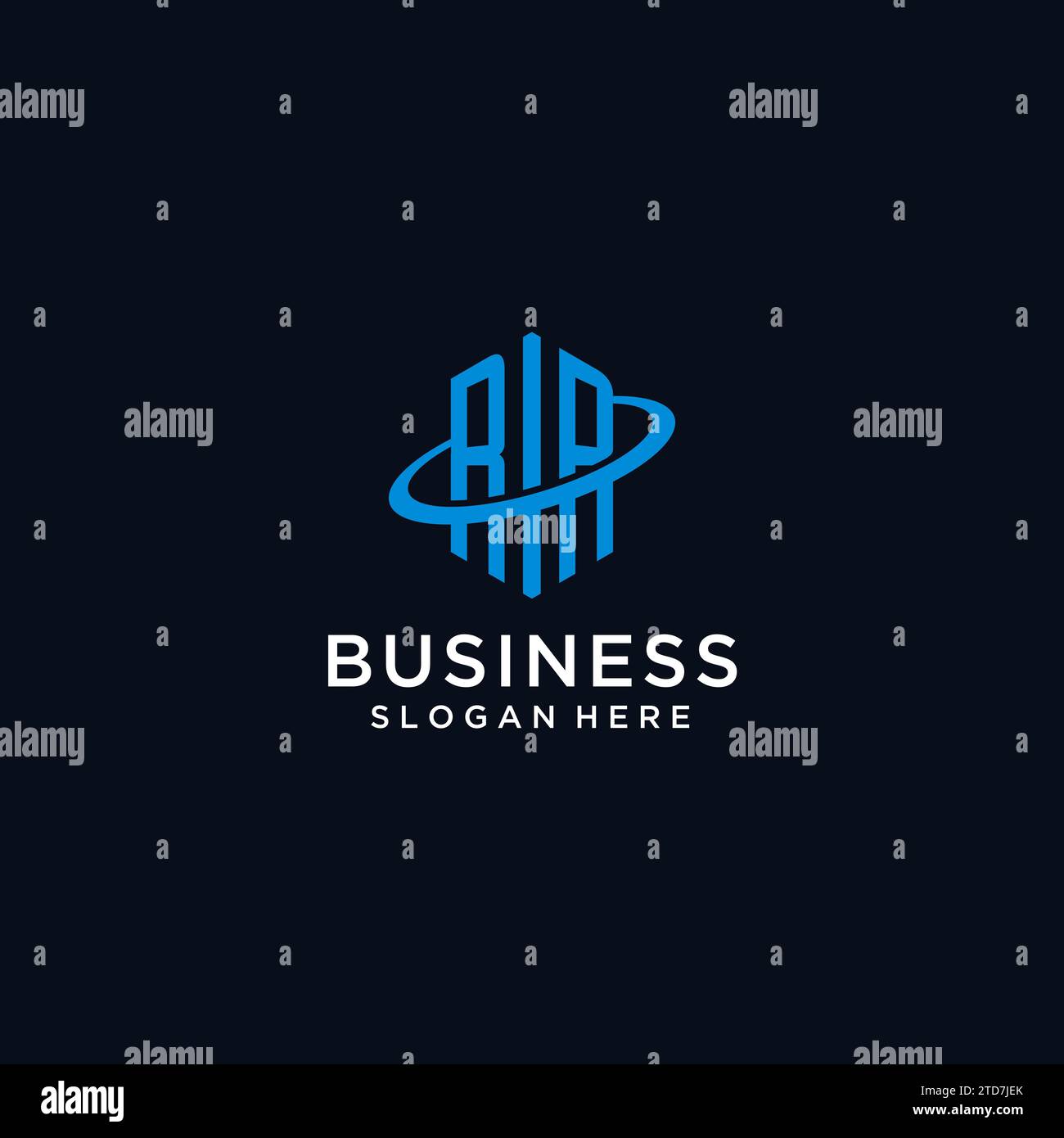 RR initial monogram logo with hexagonal shape and swoosh design ideas Stock Vector