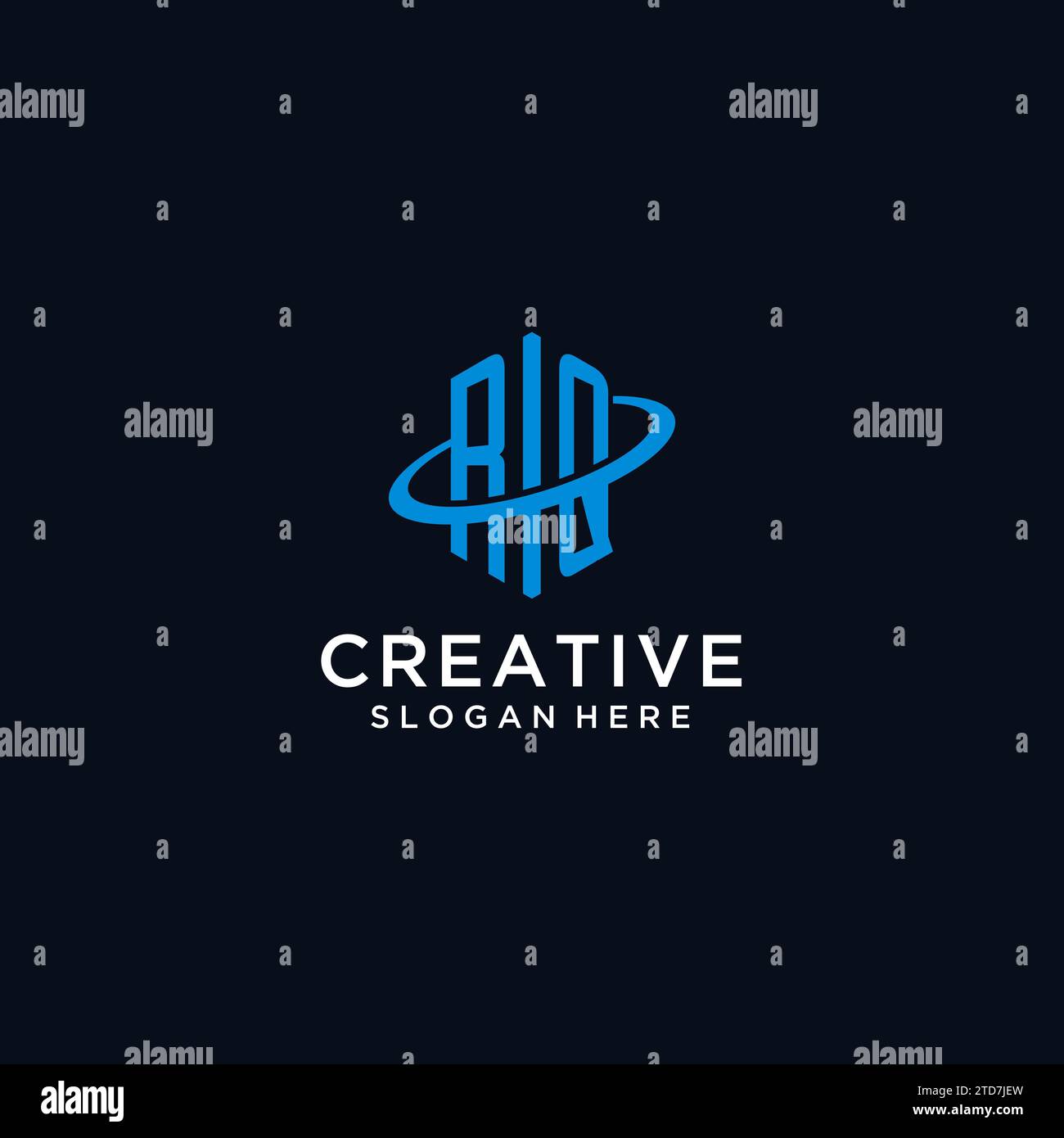 RQ initial monogram logo with hexagonal shape and swoosh design ideas Stock Vector