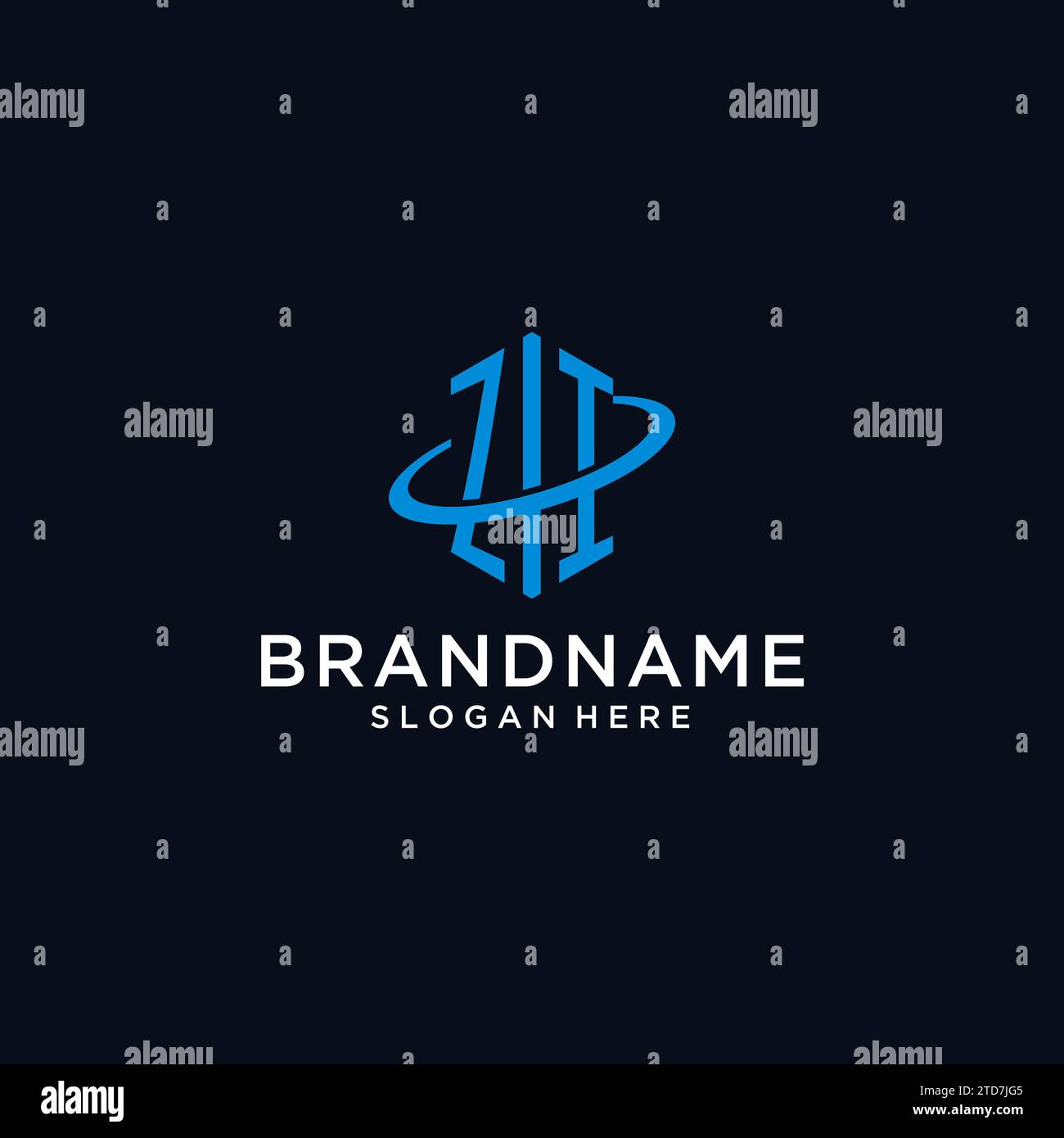 ZI initial monogram logo with hexagonal shape and swoosh design ideas Stock Vector