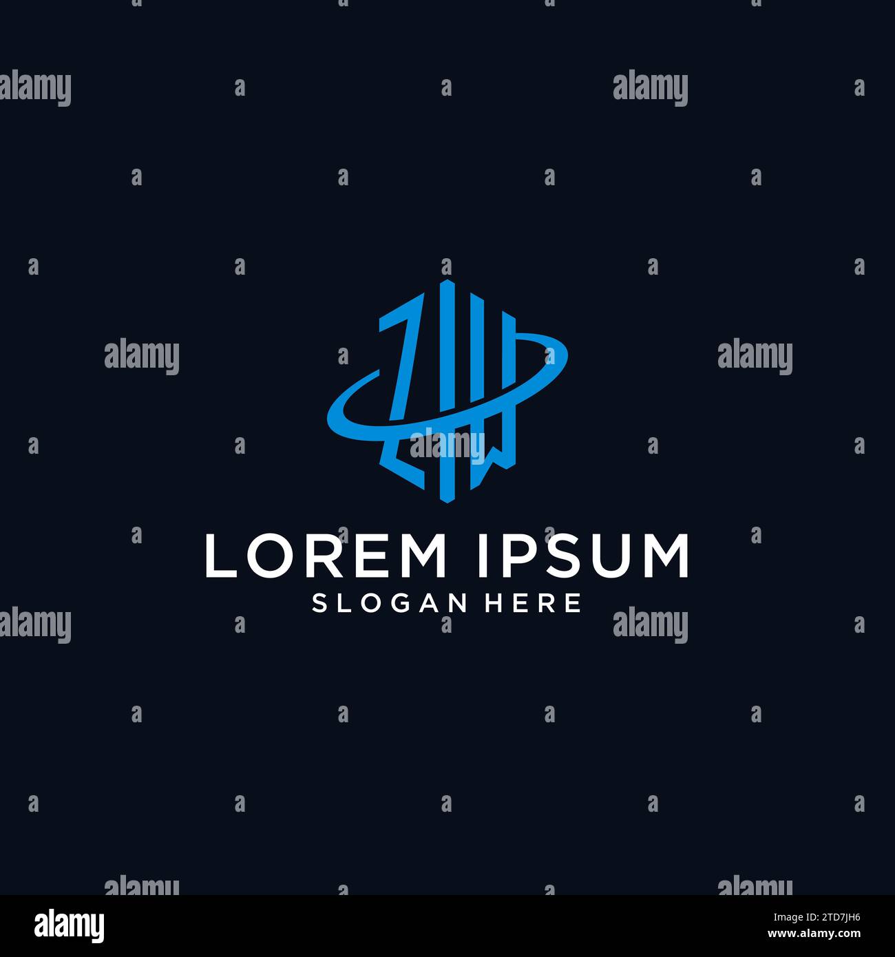 ZM initial monogram logo with hexagonal shape and swoosh design ideas Stock Vector