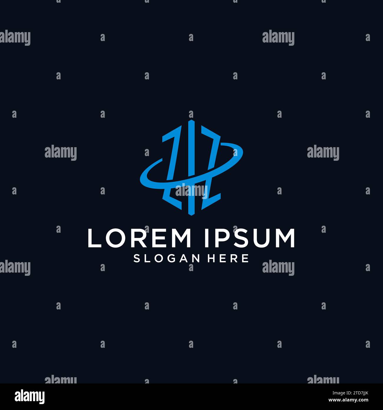 ZZ initial monogram logo with hexagonal shape and swoosh design ideas Stock Vector
