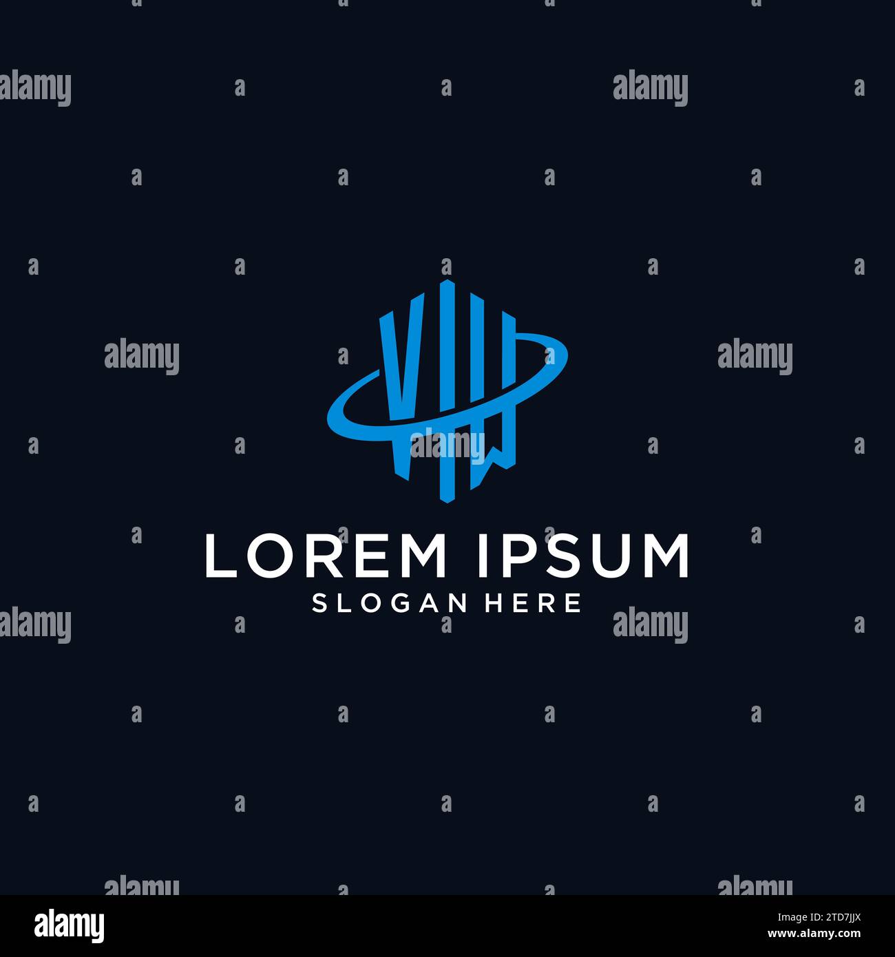 VM initial monogram logo with hexagonal shape and swoosh design ideas Stock Vector
