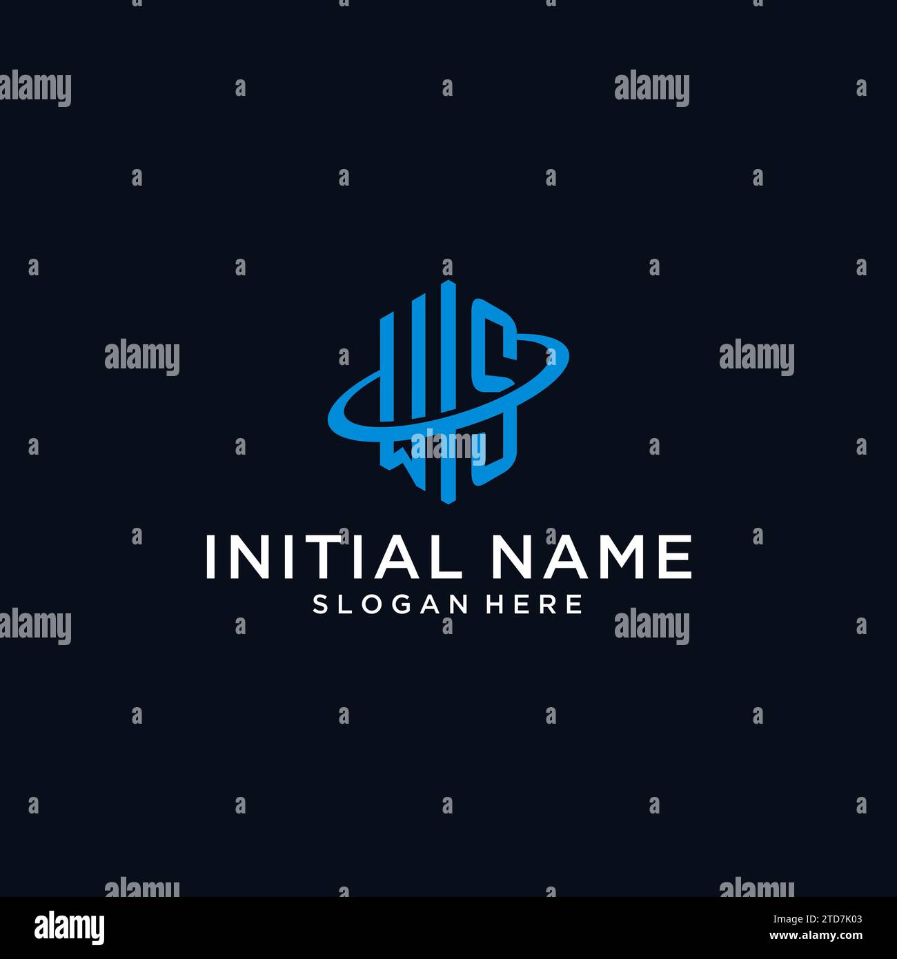 WS initial monogram logo with hexagonal shape and swoosh design ideas Stock Vector