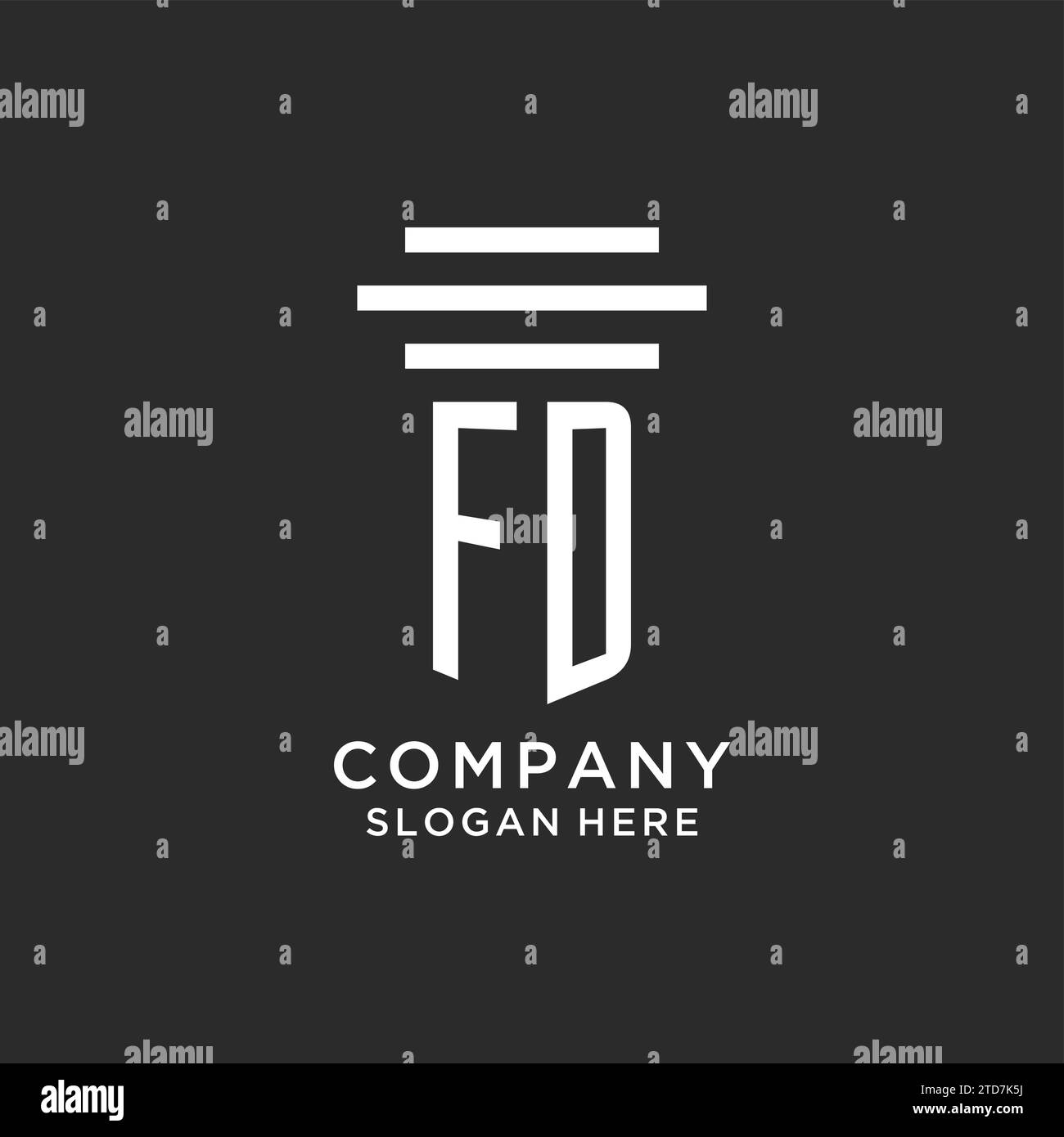 FD initials with simple pillar logo design, creative legal firm logo