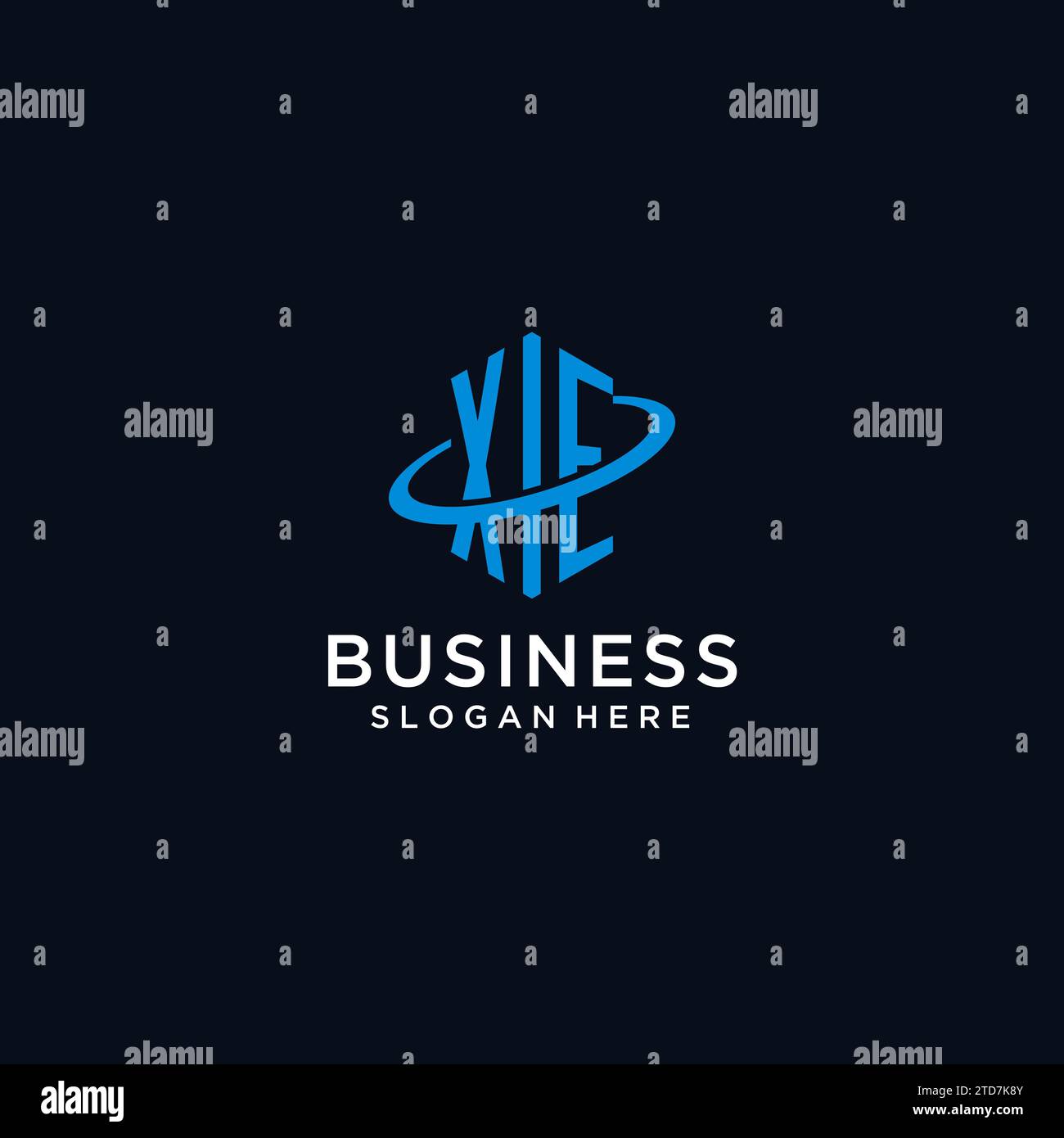 XE initial monogram logo with hexagonal shape and swoosh design ideas Stock Vector
