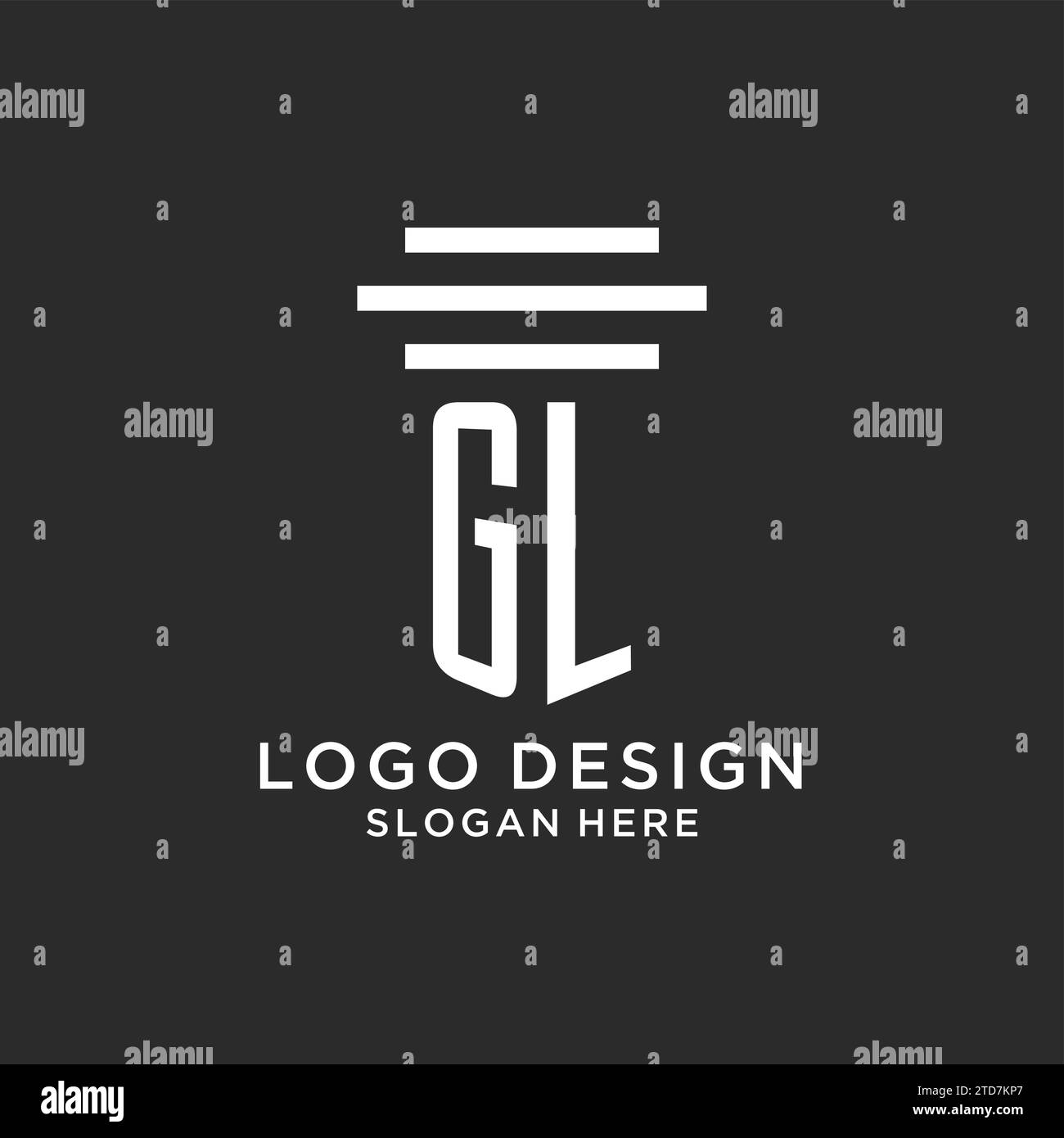 GL initials with simple pillar logo design, creative legal firm logo ...
