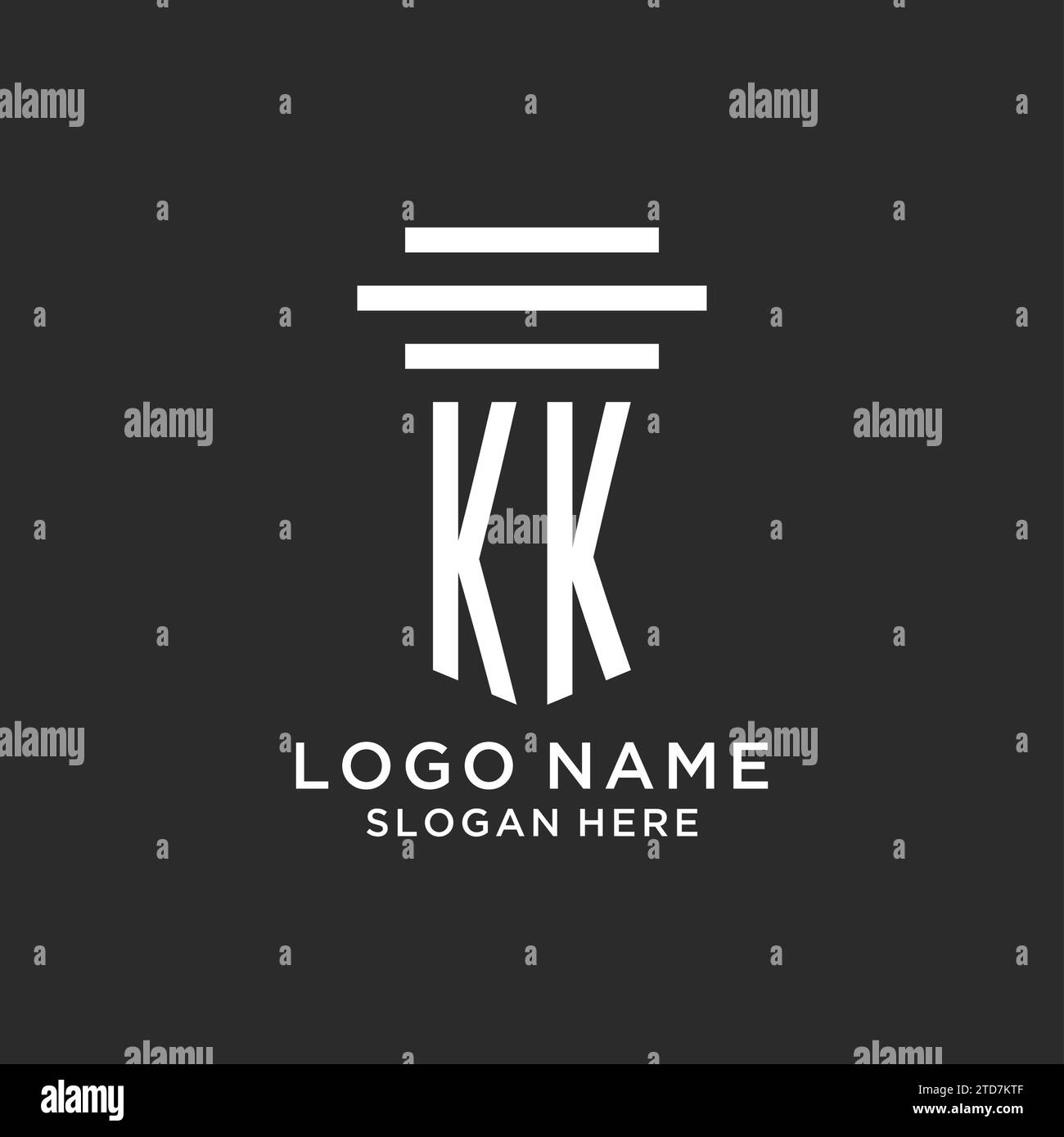 KK initials with simple pillar logo design, creative legal firm logo ...