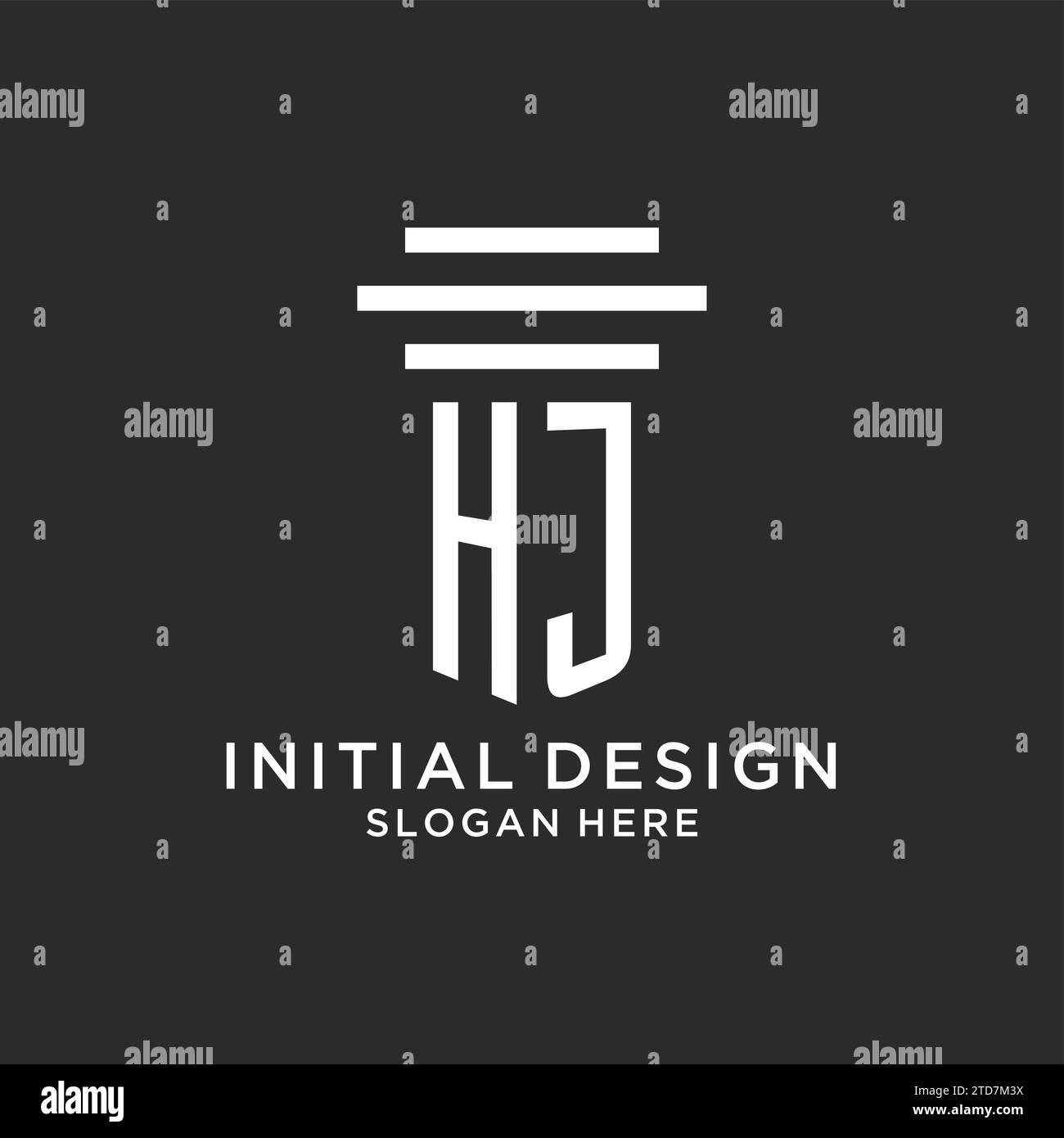 HJ initials with simple pillar logo design, creative legal firm logo ...