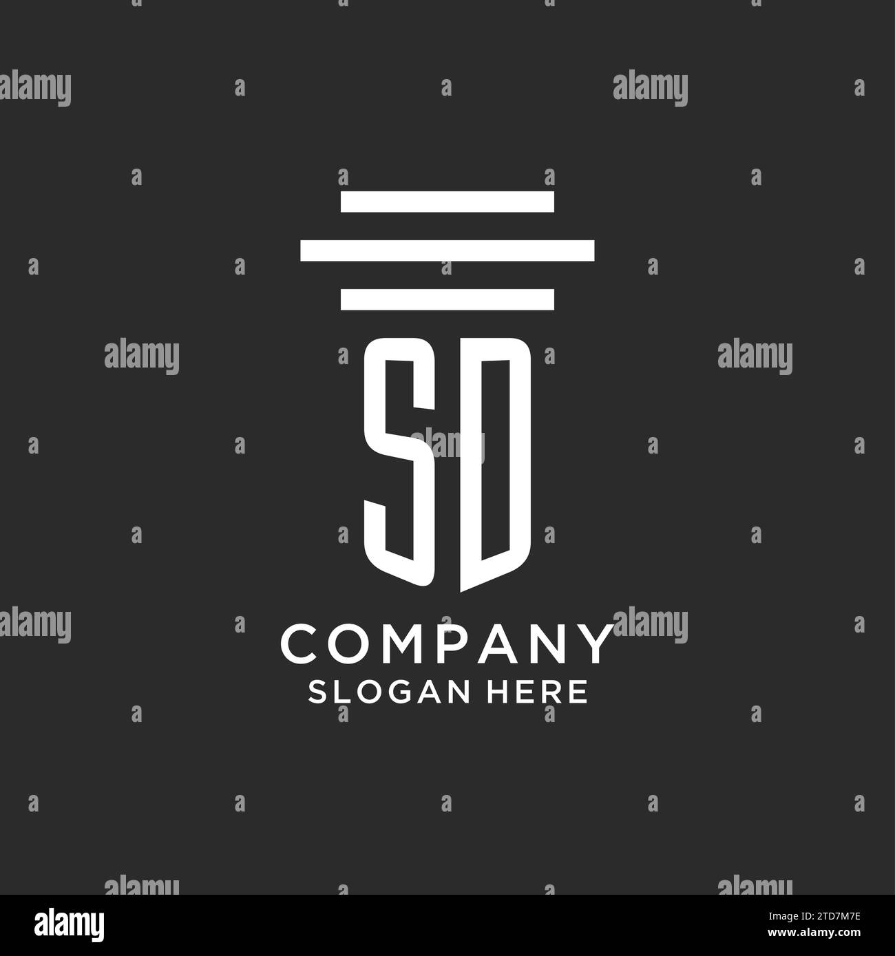 SD initials with simple pillar logo design, creative legal firm logo vector graphic Stock Vector