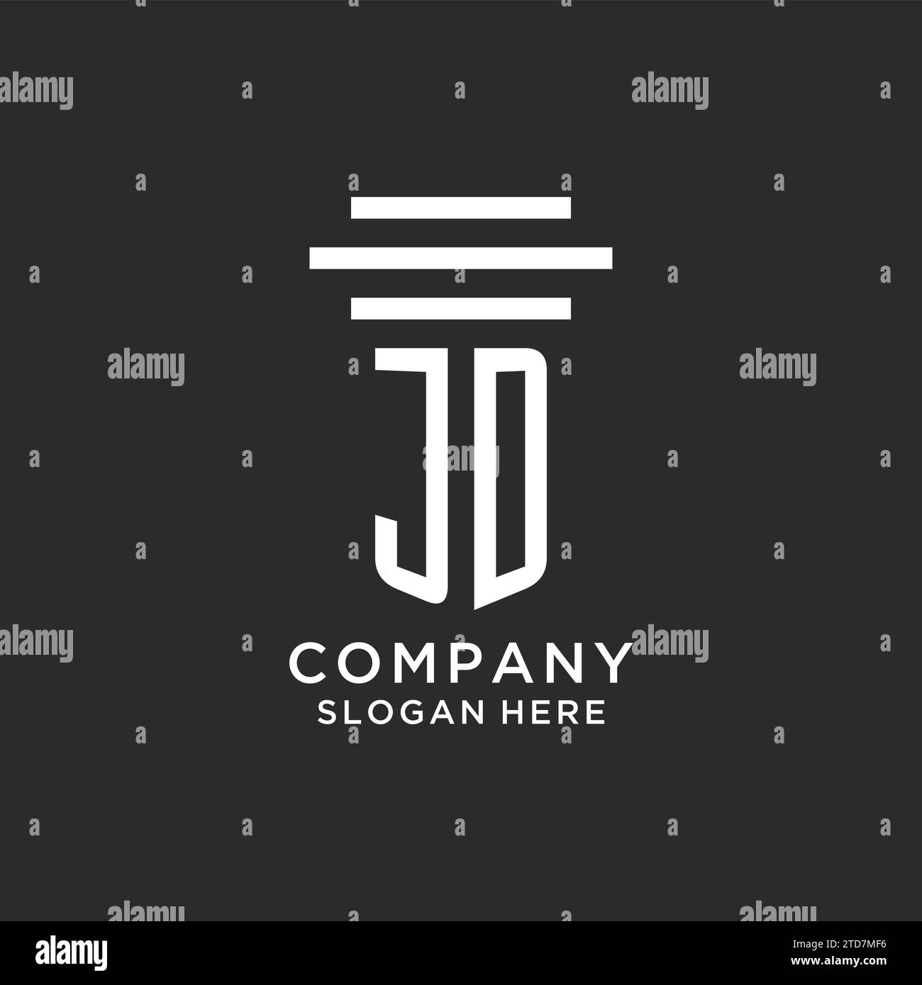 JD initials with simple pillar logo design, creative legal firm logo vector graphic Stock Vector