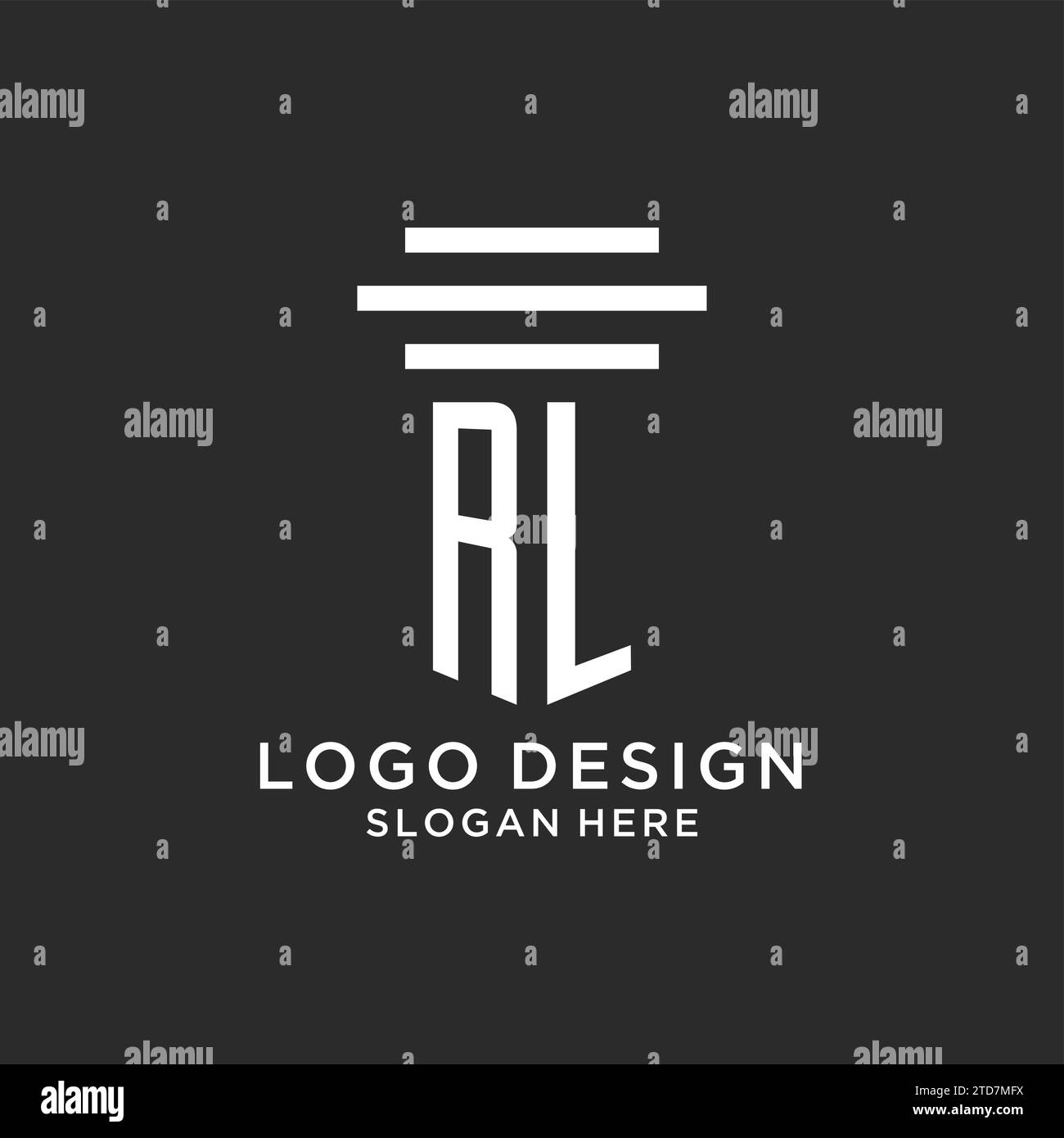 RL initials with simple pillar logo design, creative legal firm logo vector graphic Stock Vector