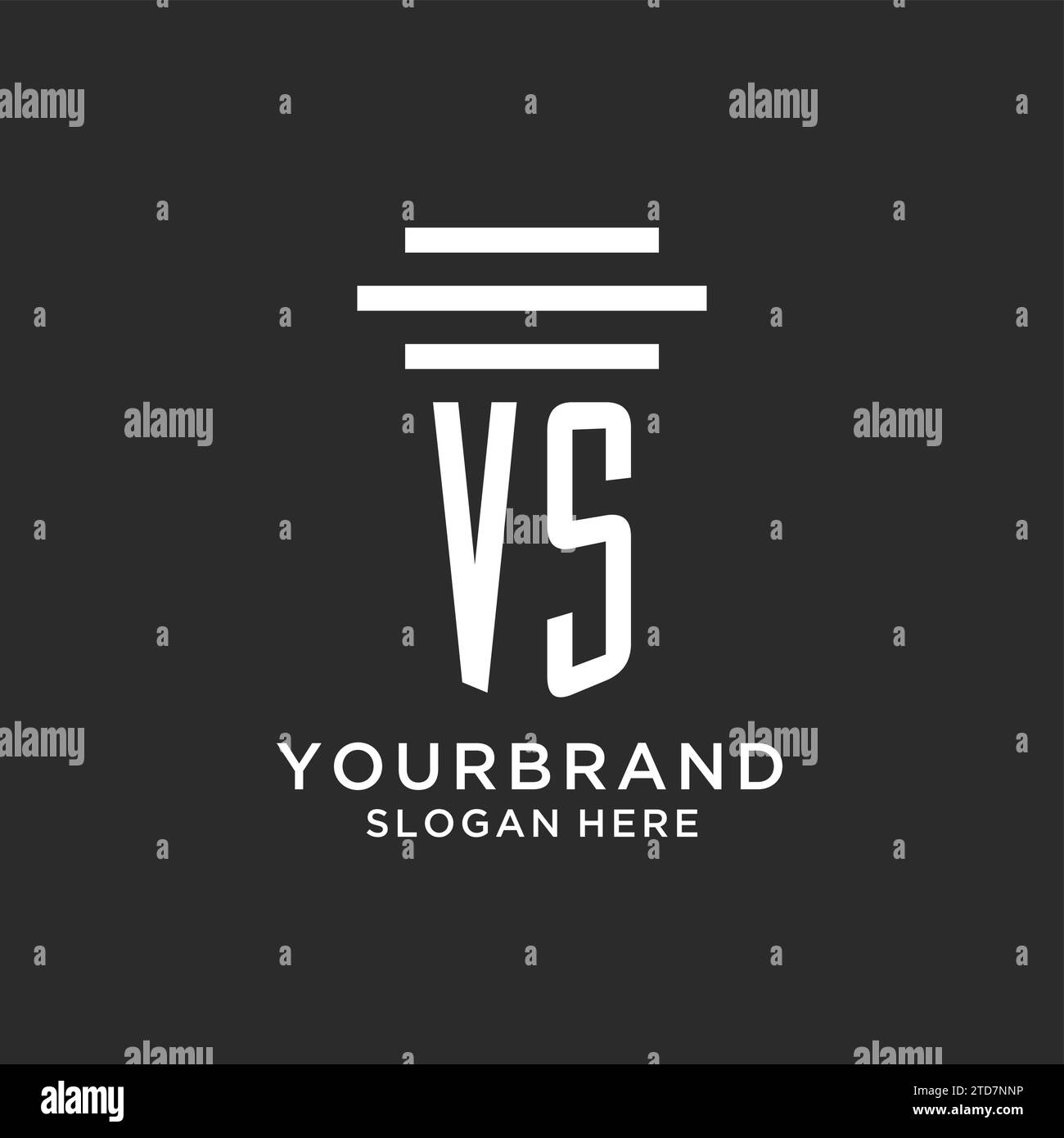 VS initials with simple pillar logo design, creative legal firm logo vector graphic Stock Vector