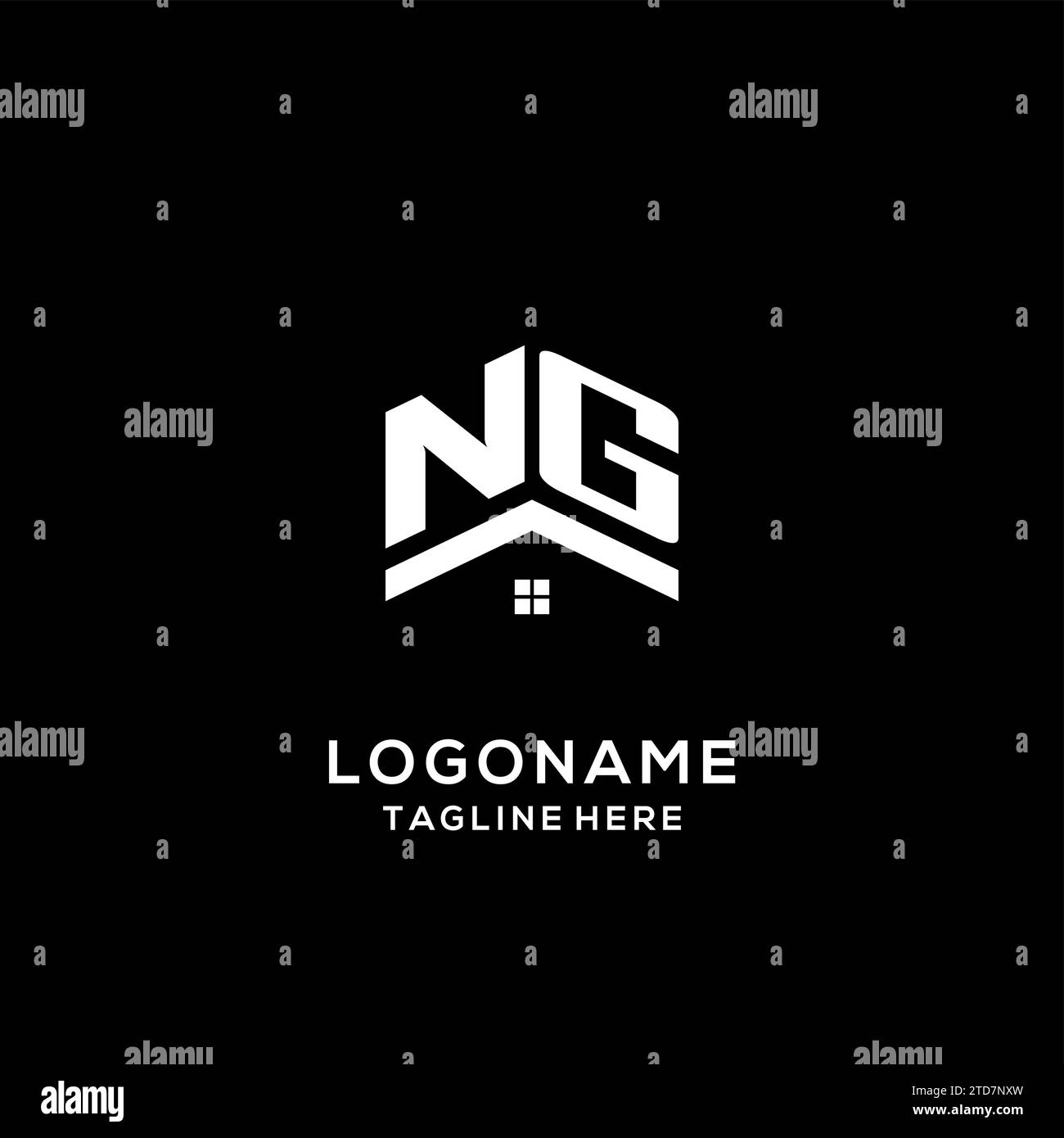Ng Lettering Initial NG logo with abstract home roof, simple and clean real estate ...