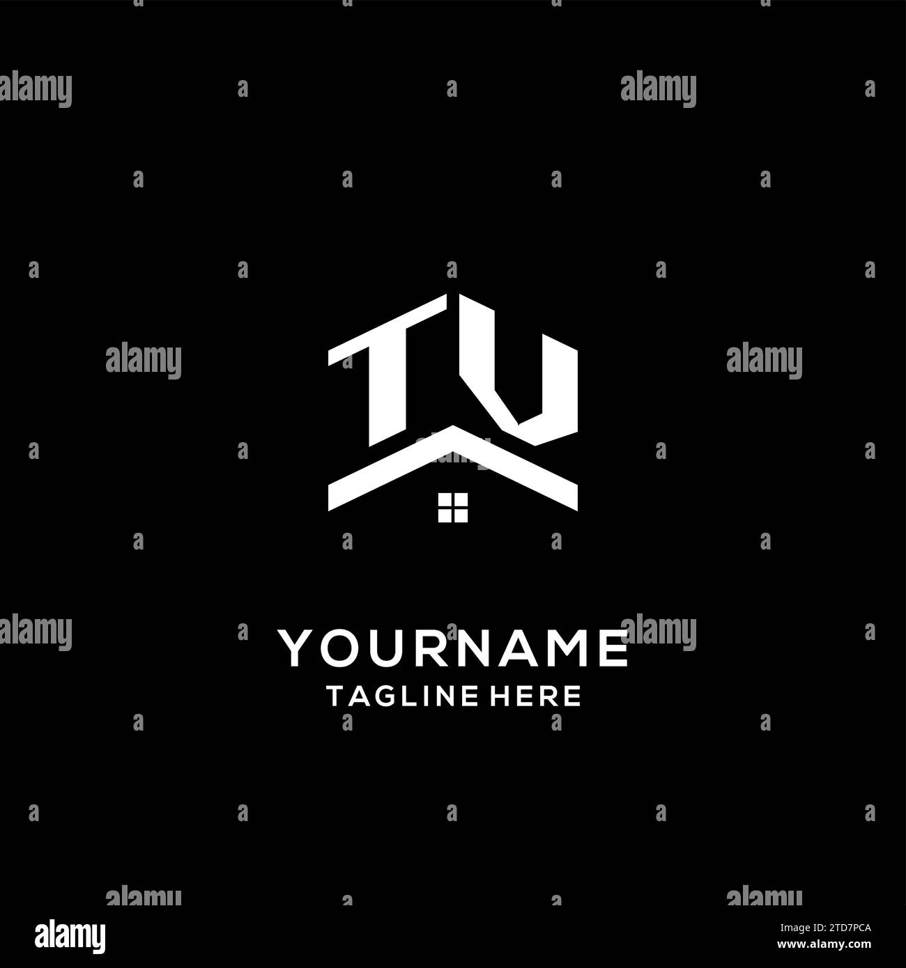 Initial TV logo with abstract home roof, simple and clean real estate ...
