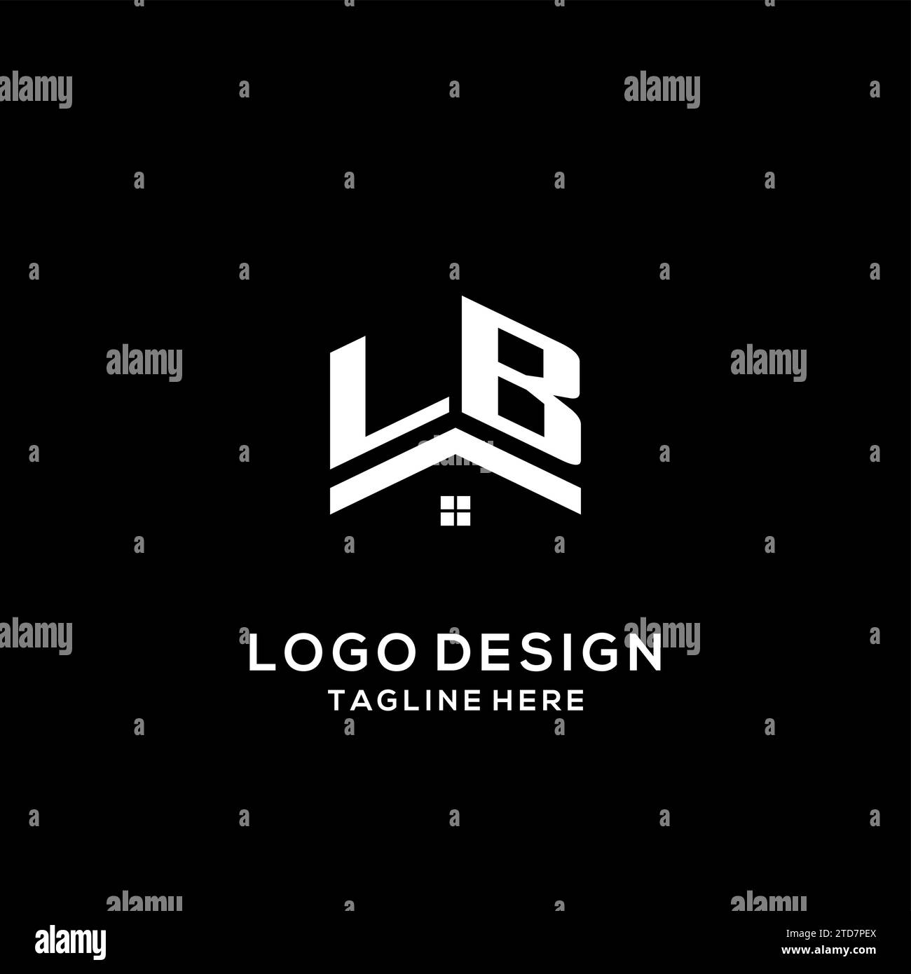 Initial LB logo with abstract home roof, simple and clean real estate logo design vector graphic