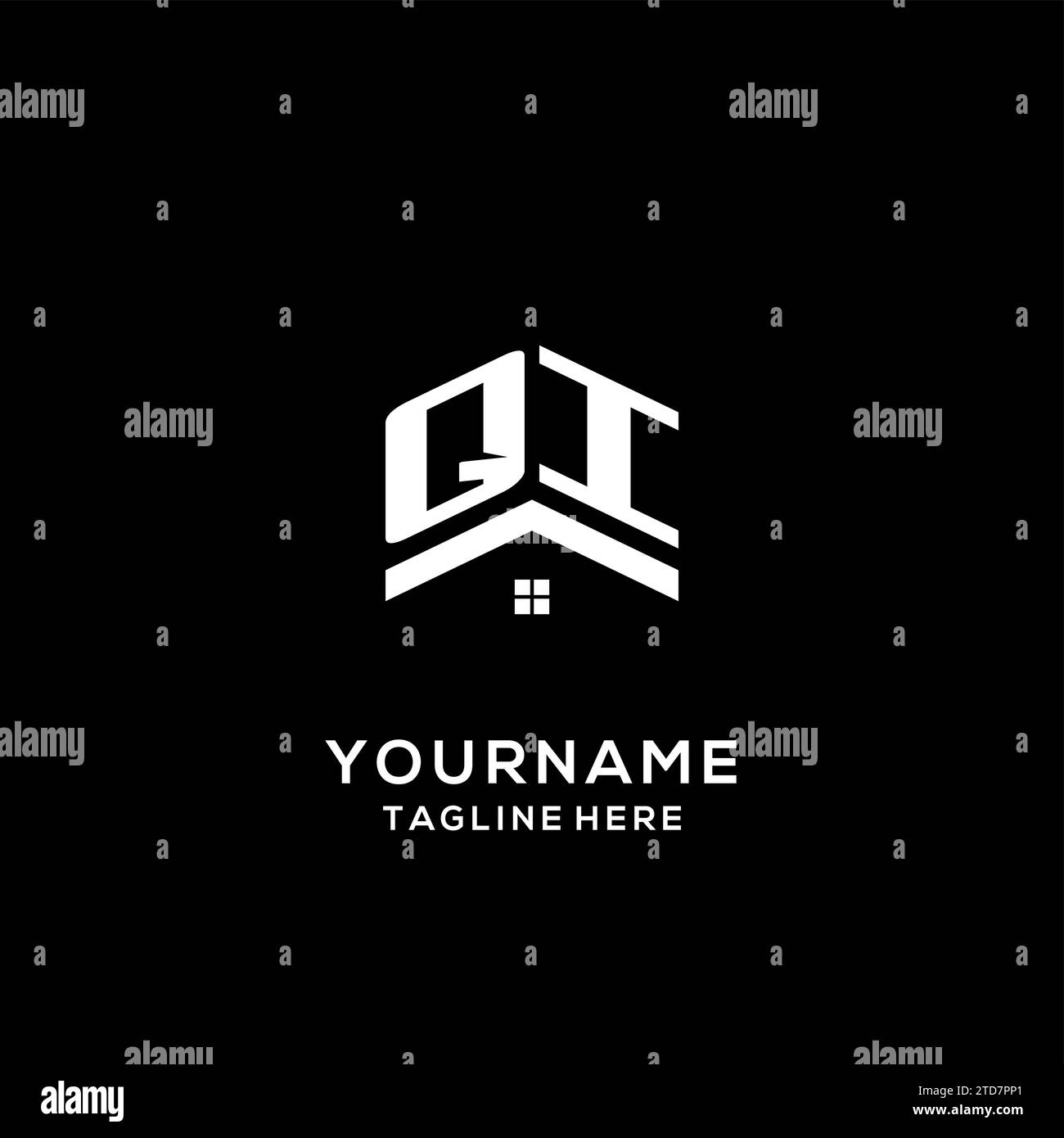 Initial QI logo with abstract home roof, simple and clean real estate ...
