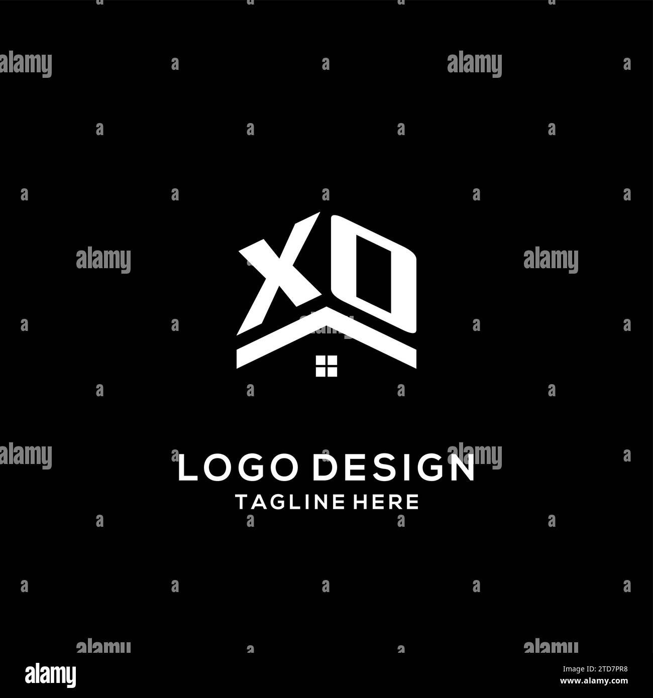 Initial XO logo with abstract home roof, simple and clean real estate