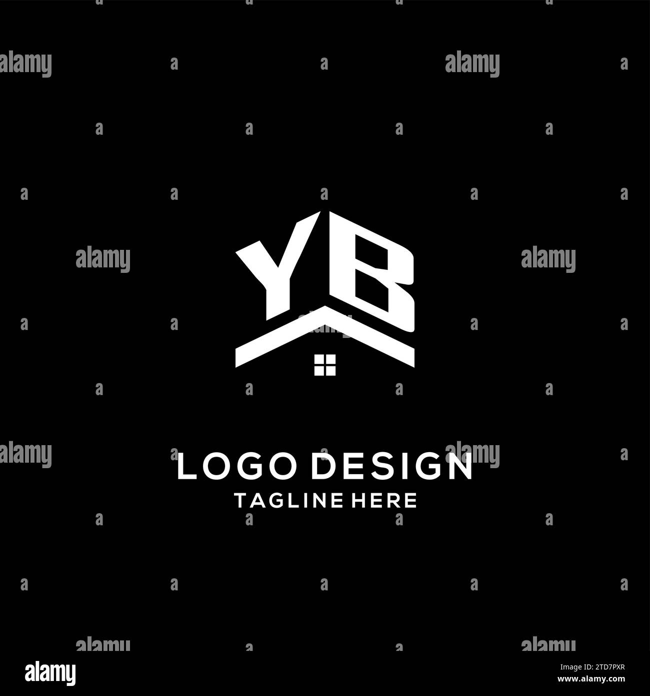 Initial YB logo with abstract home roof, simple and clean real estate