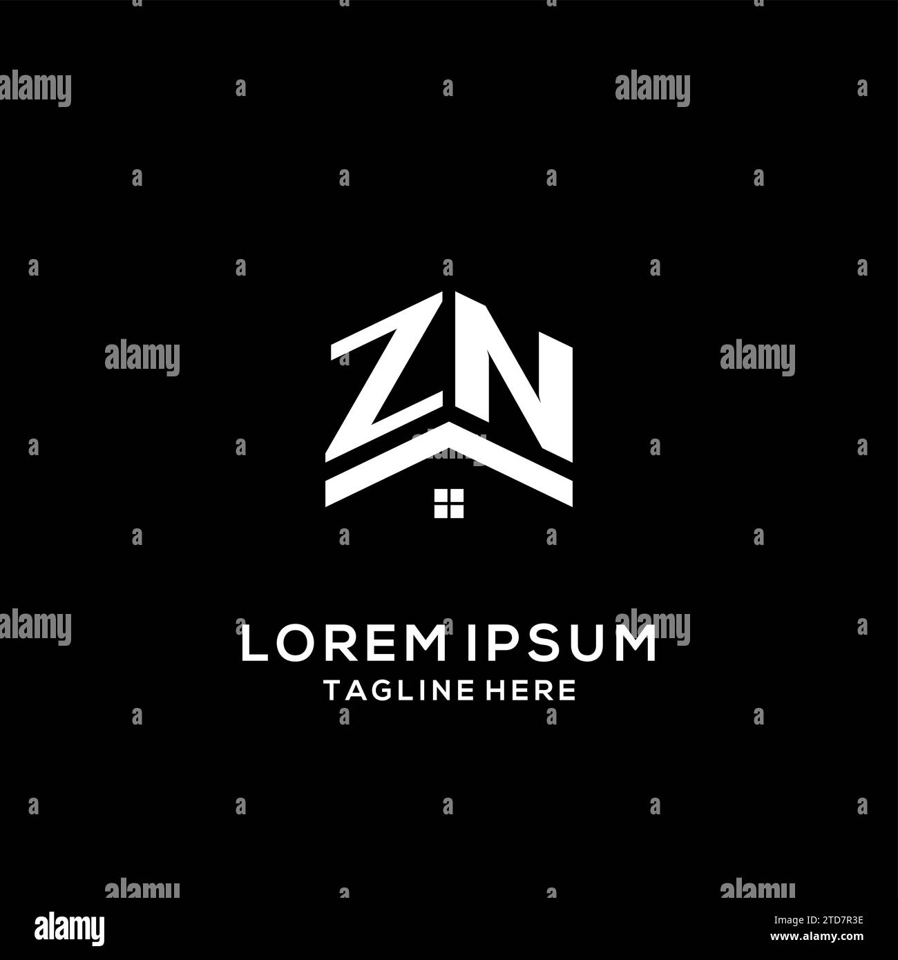 Initial ZN logo with abstract home roof, simple and clean real estate ...