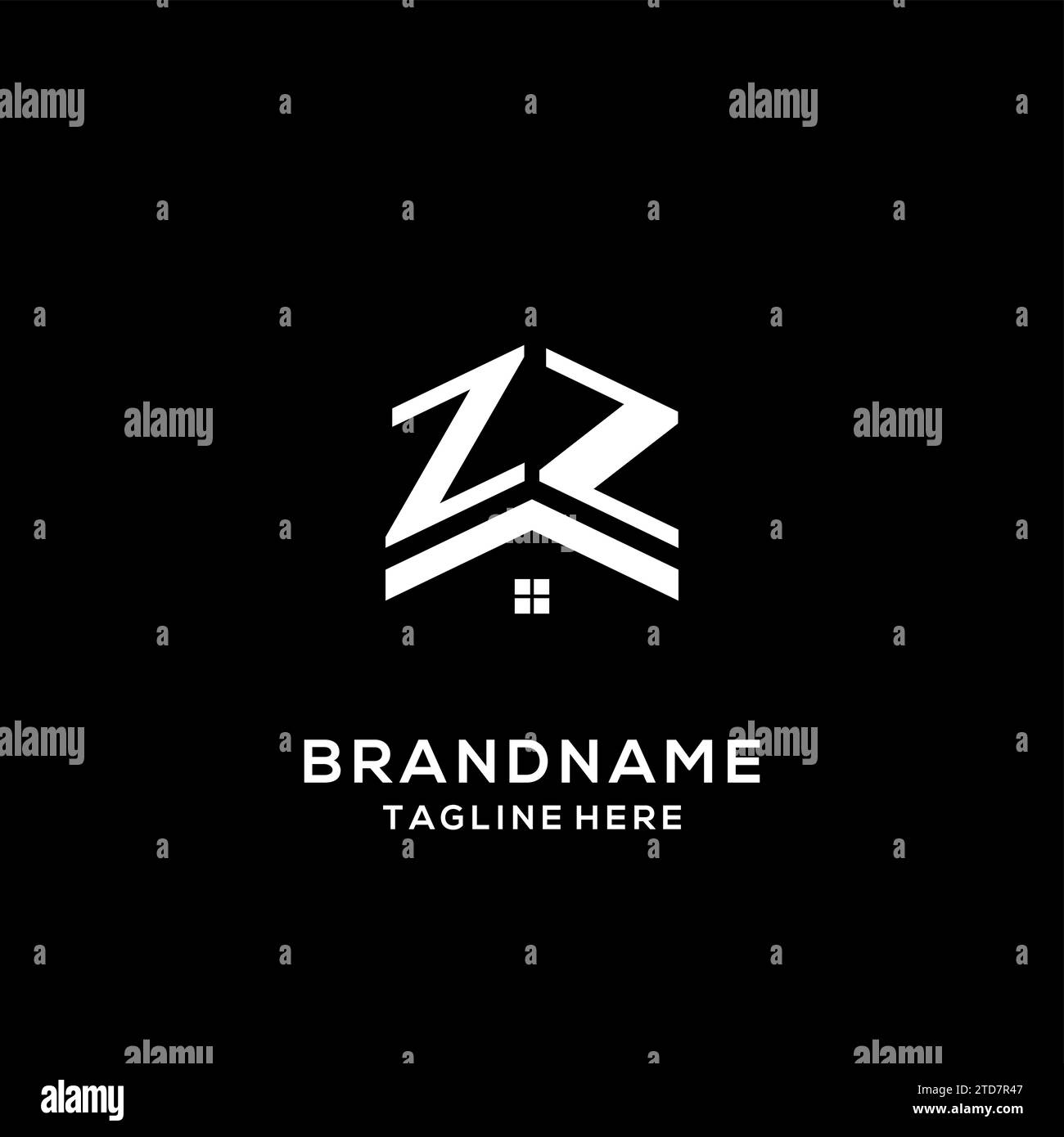 Initial ZZ logo with abstract home roof, simple and clean real estate ...