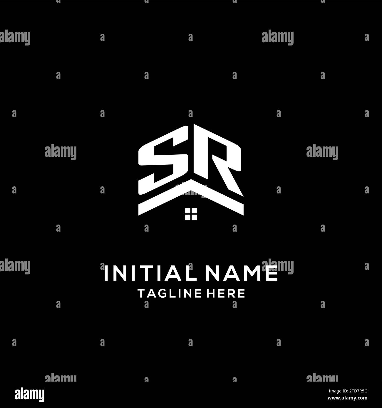 Initial SR logo with abstract home roof, simple and clean real estate ...