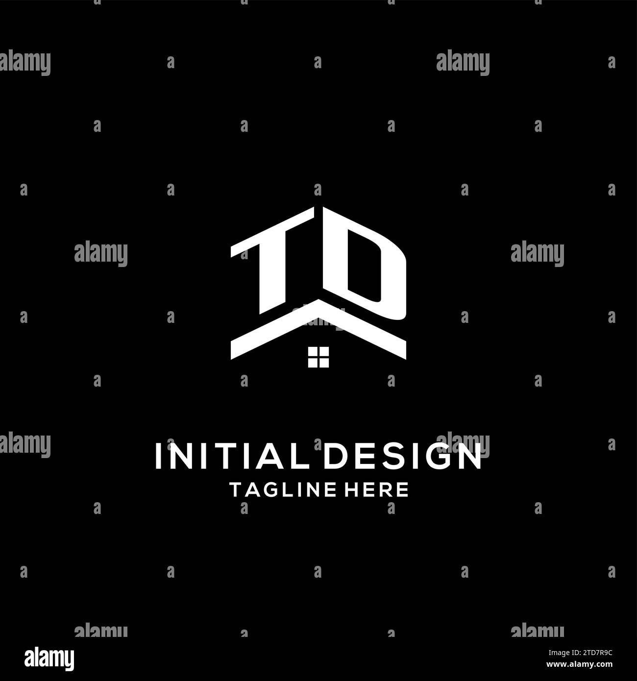 Initial TD logo with abstract home roof, simple and clean real estate