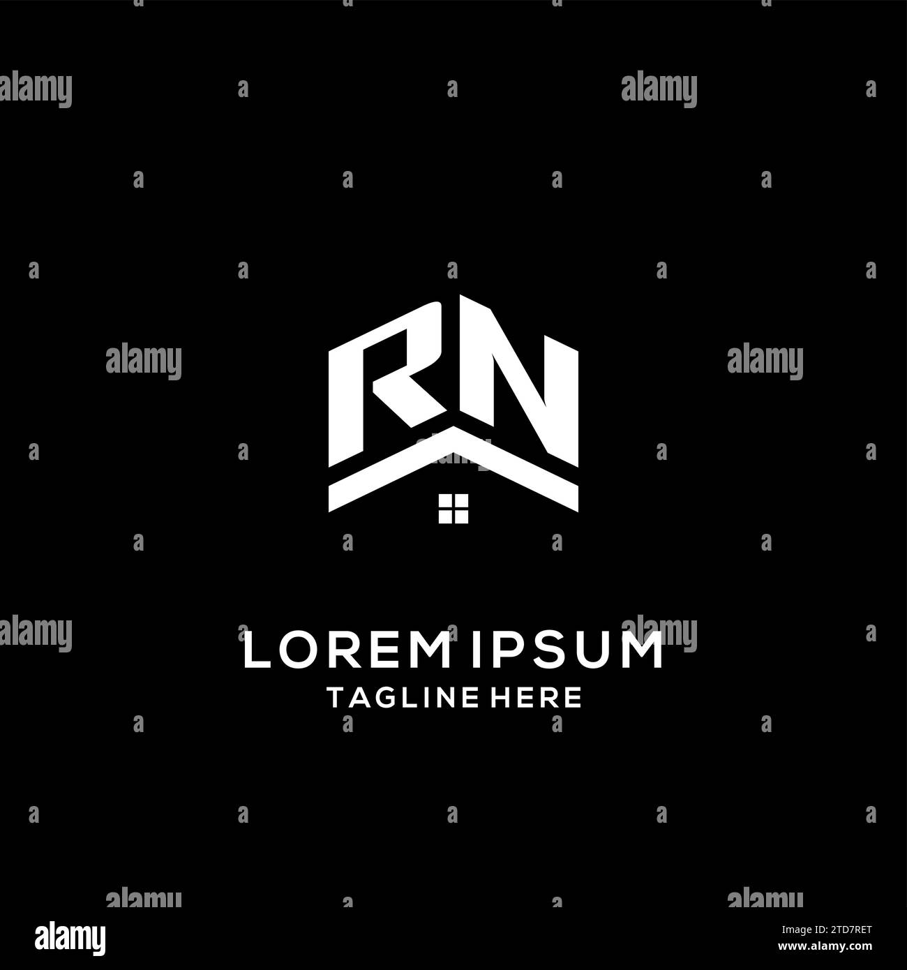 Initial RN logo with abstract home roof, simple and clean real estate ...